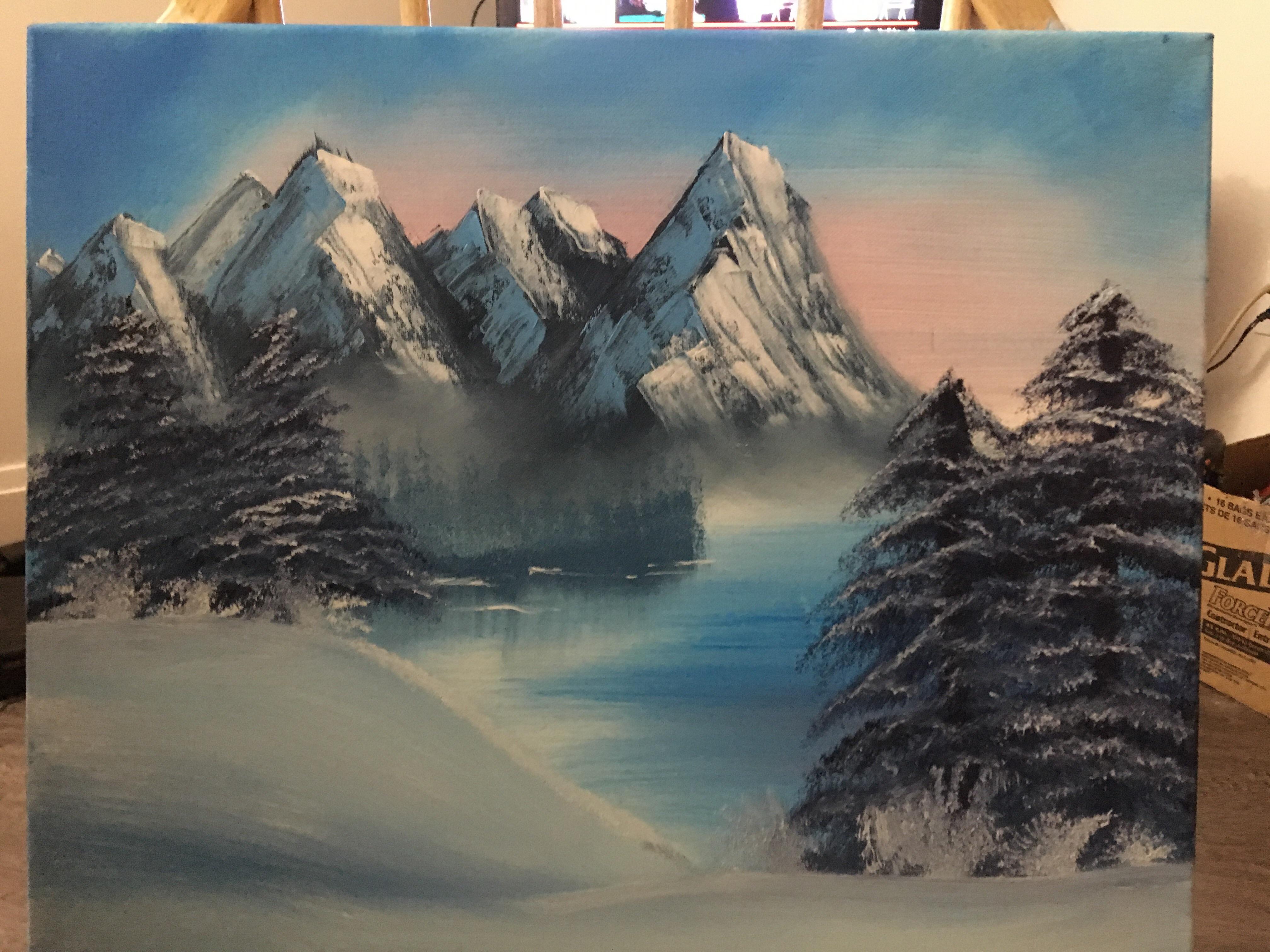 My second oil painting! Really love the winter scenes! Happy painting