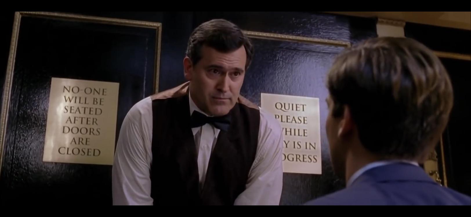 In Sam Raimi’s SpiderMan 2 (2004) Bruce Campbell portrays a snooty