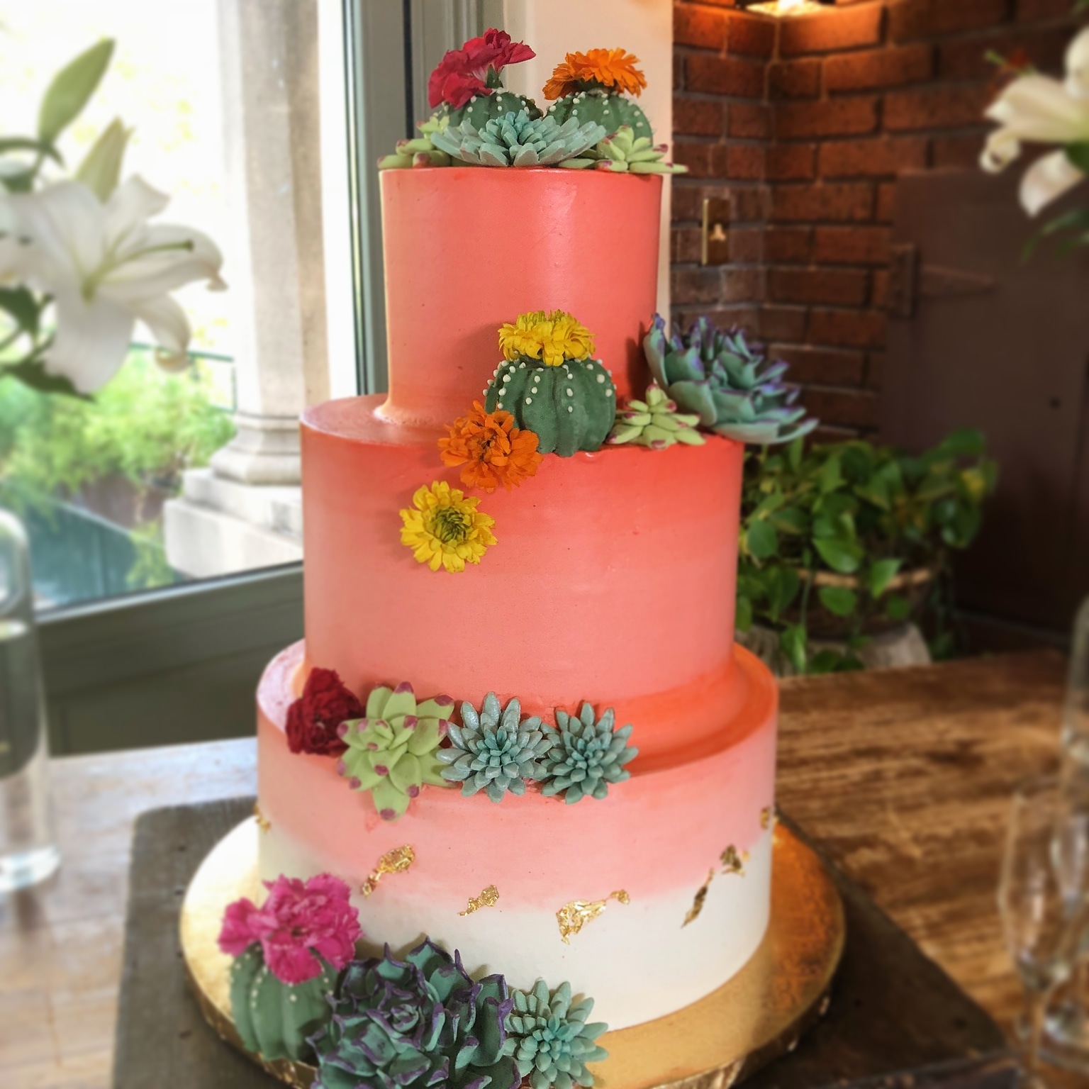 Succulents and Cacti Wedding Cake! r/Baking