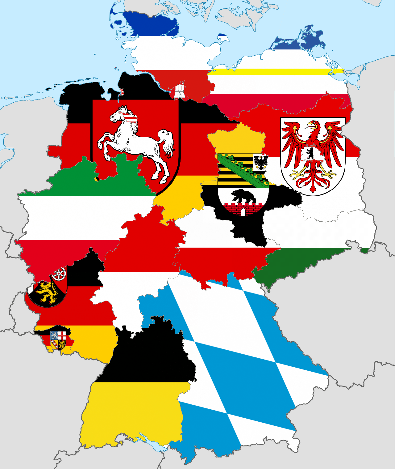 A map of German States and their flags r/vexillology