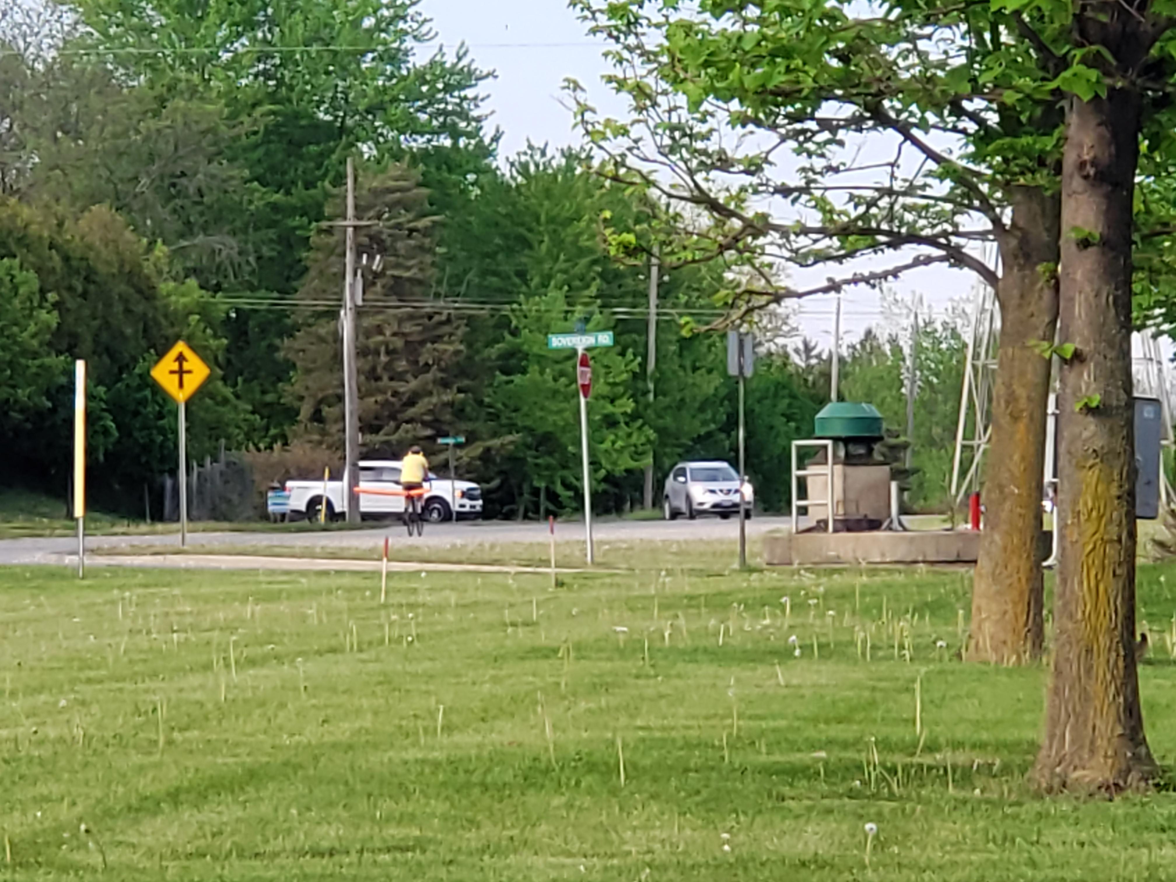 This guy has a pool noodle attached to his bike sticking out so cars