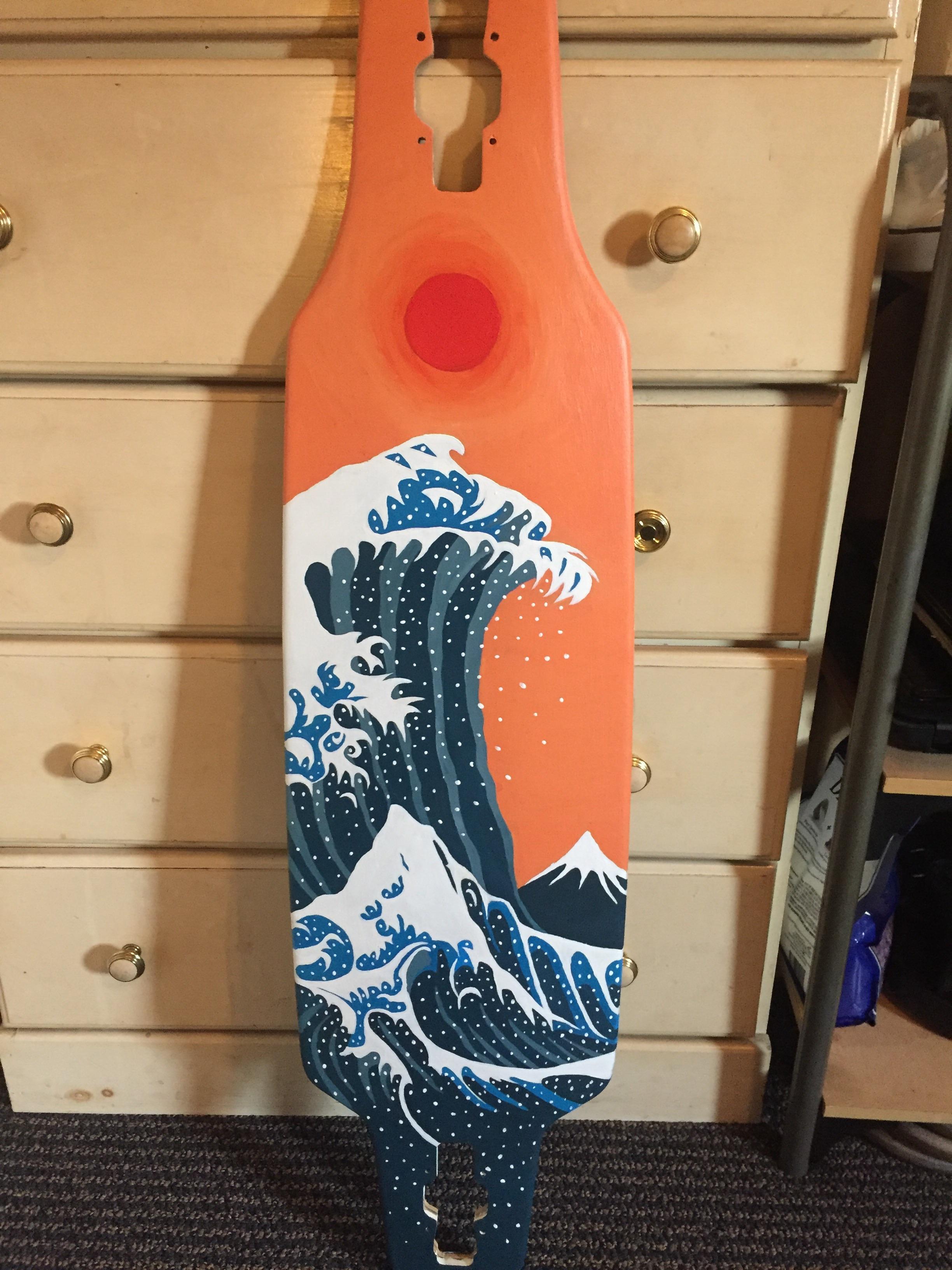 Sanded down my old longboard and painted this Japanese woodblock