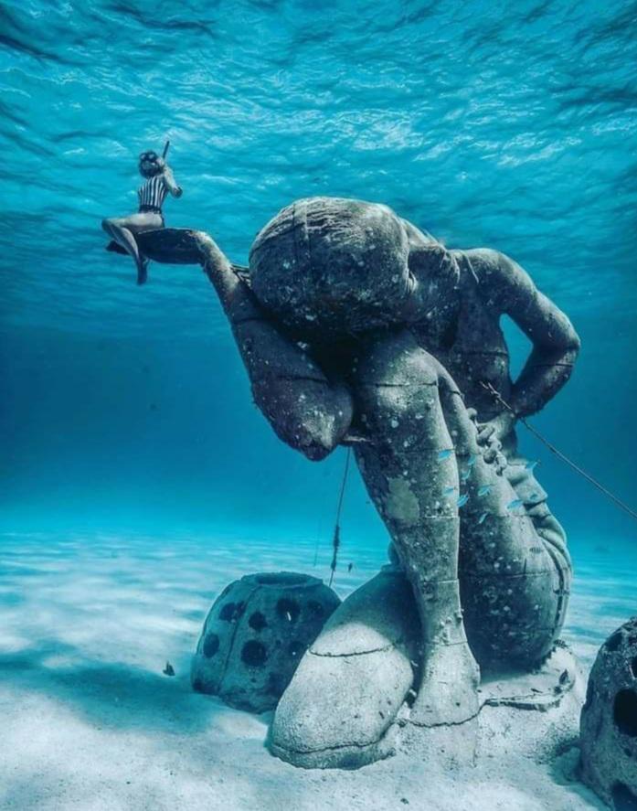 'Ocean Atlas' Largest underwater statue located at Nassau, Bahamas