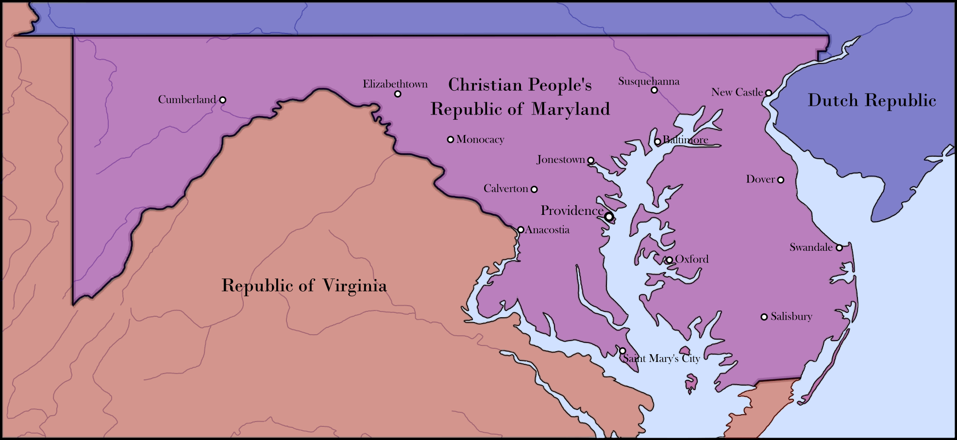 The Christian People's Republic of Maryland r/imaginarymaps