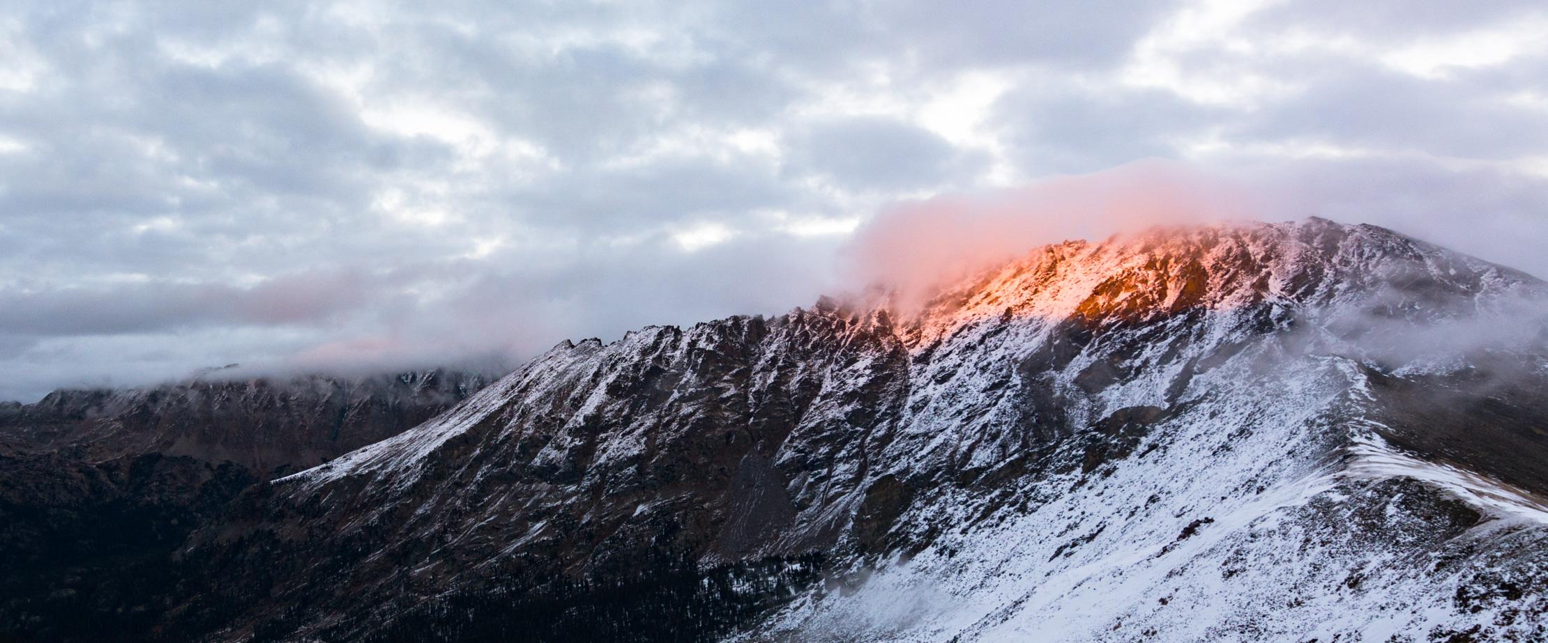 South Arapahoe Peak lit up by Brilliant Light at Sunset, Indian Peaks