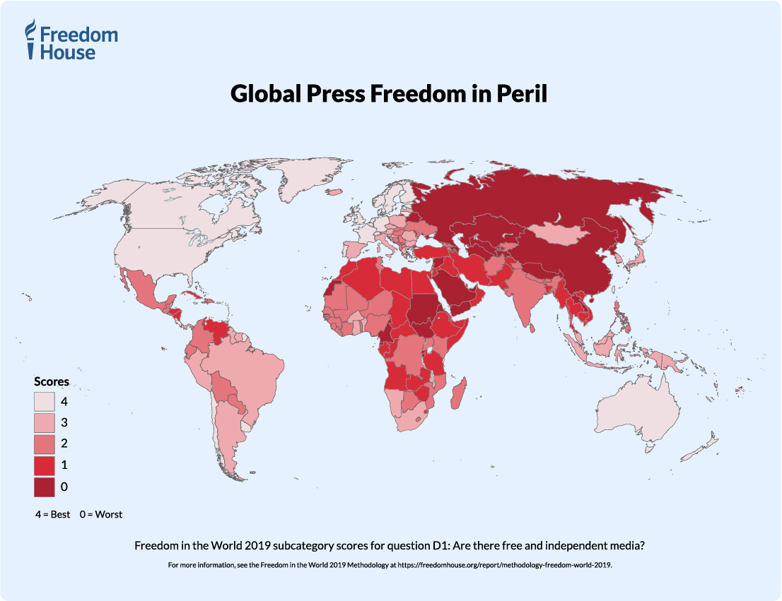 Freedom and the Media 2019 FREEDOM HOUSE r/MapPorn