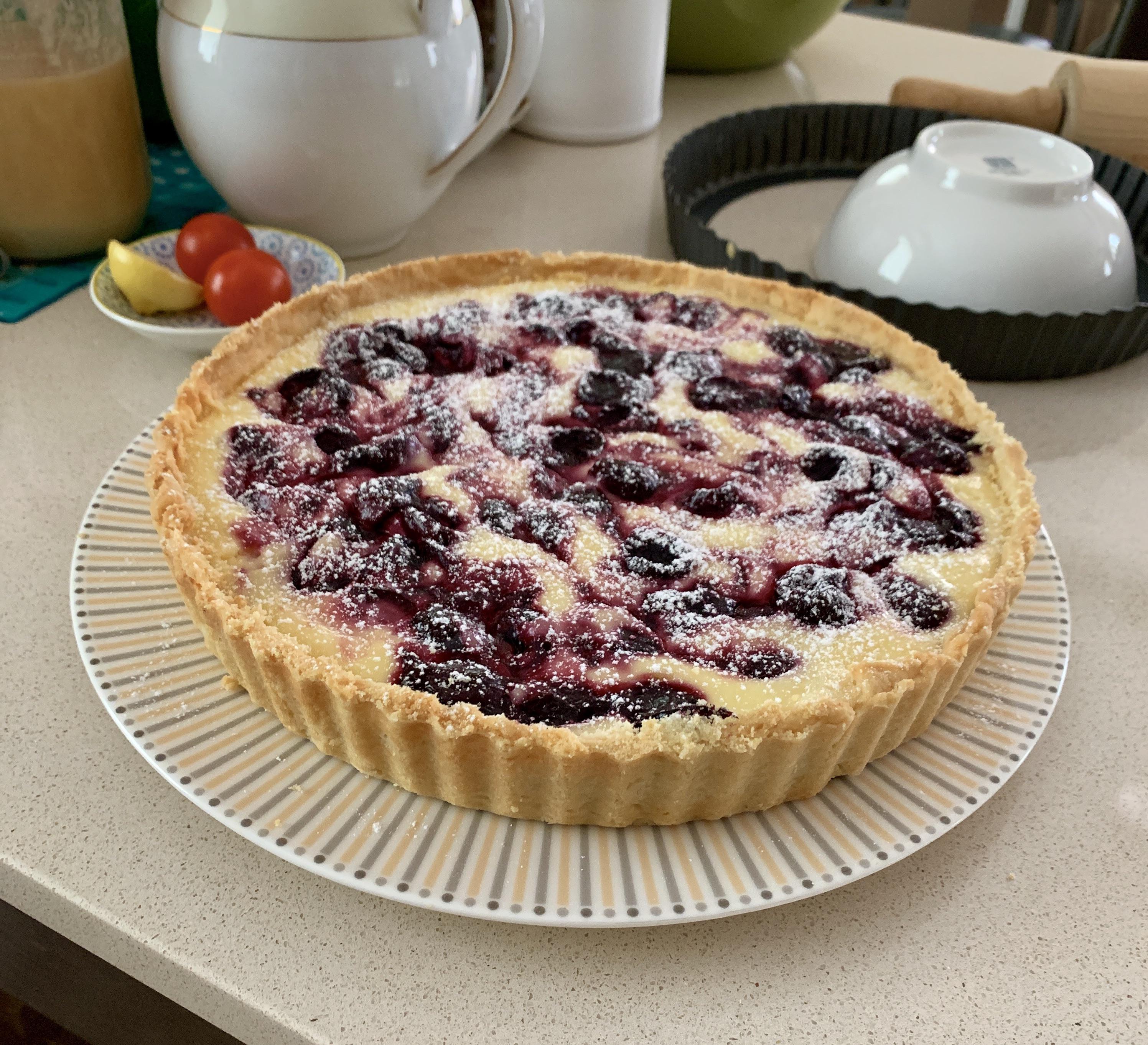Made a cherry cheesecake tart today, still waiting for it to cool r