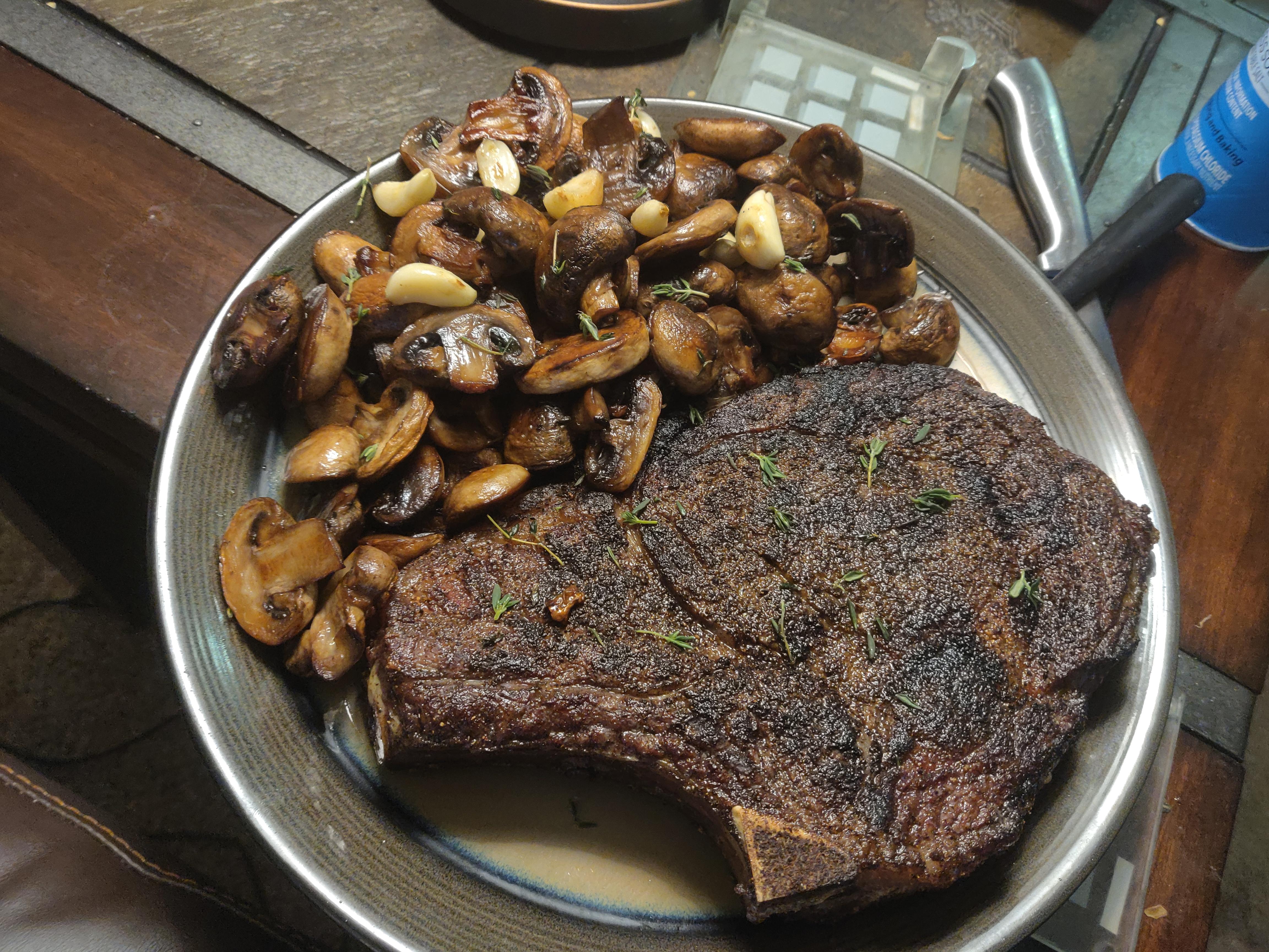 My idea of a steak dinner after a 40 hour fast. Reverse Seared Ribeye