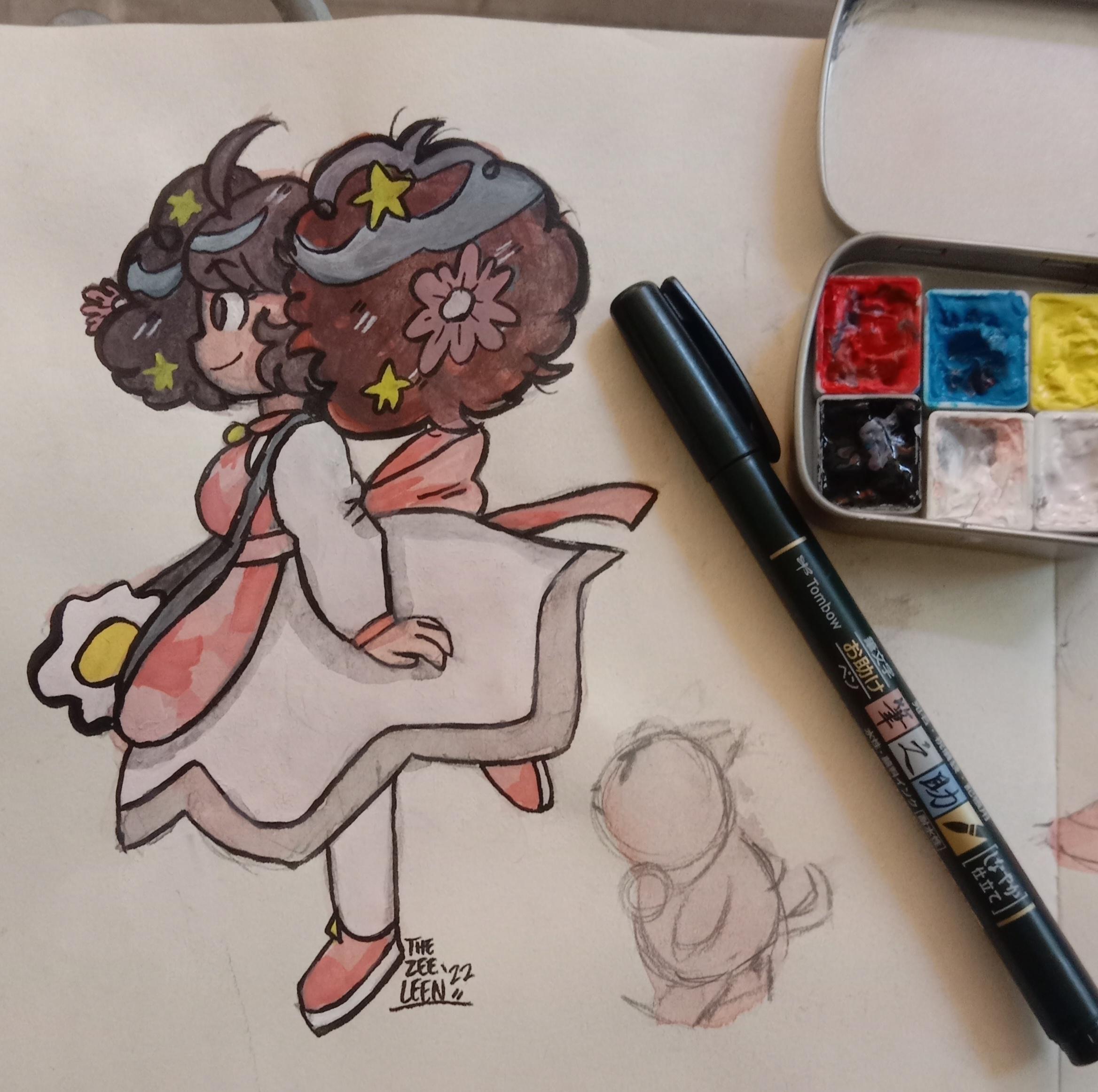 My first Reddit post! Fanart made with Gouache! r/beeandpuppycat