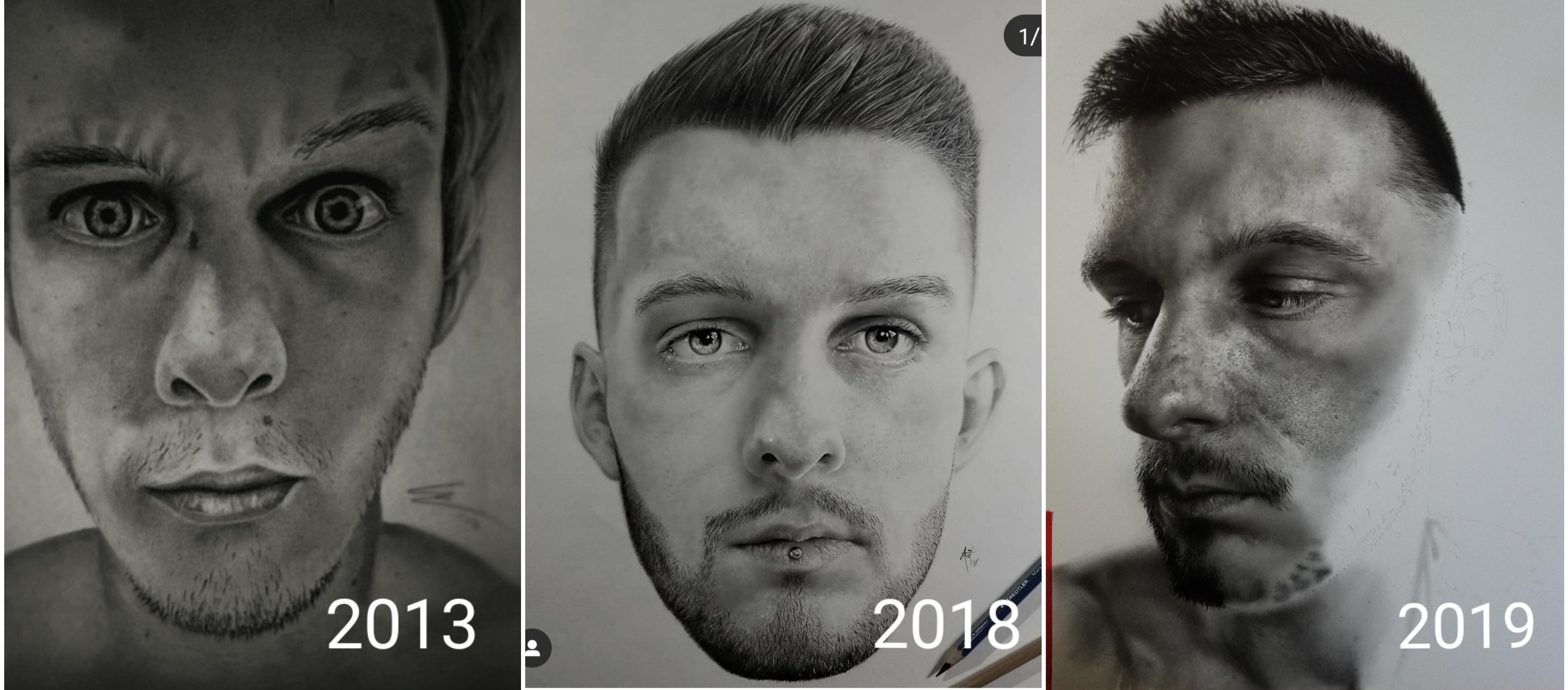 3 Self Portraits, 6 year's difference. (Sorry for the last one being a