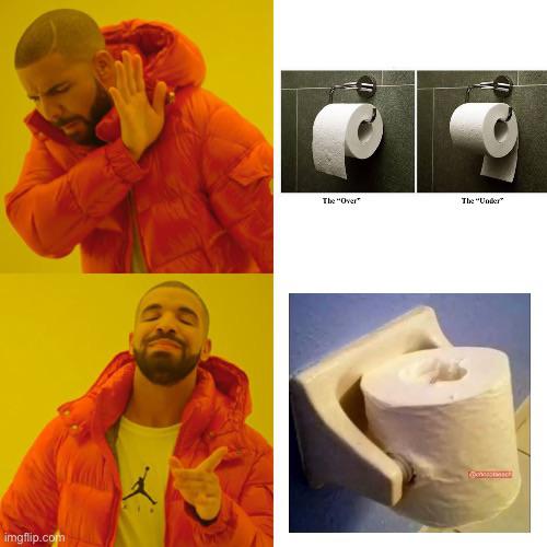 The best toilet paper orientation. r/memes