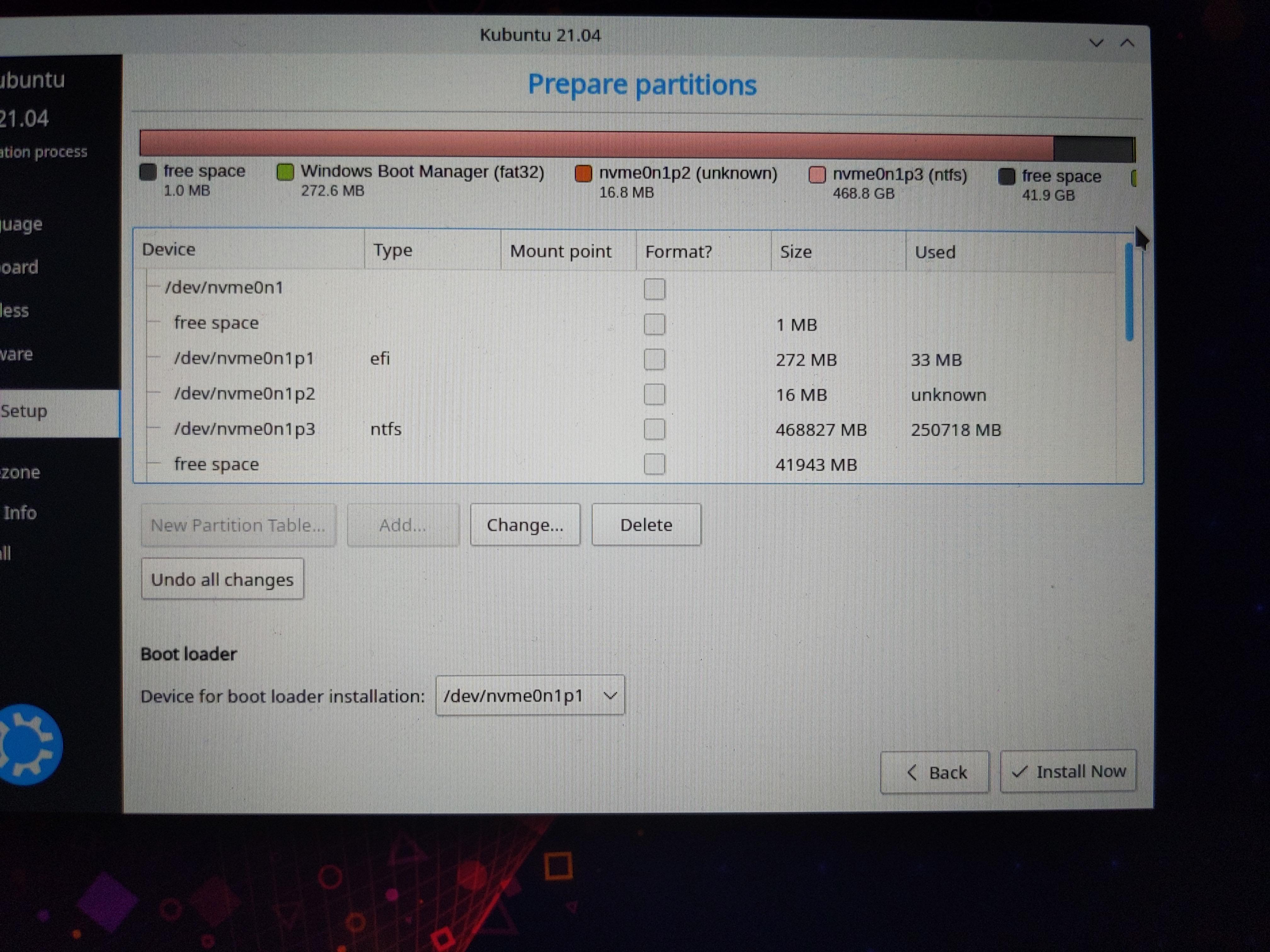 Which nvme partition to install bootloader? I'm used to sda1/sda2 etc