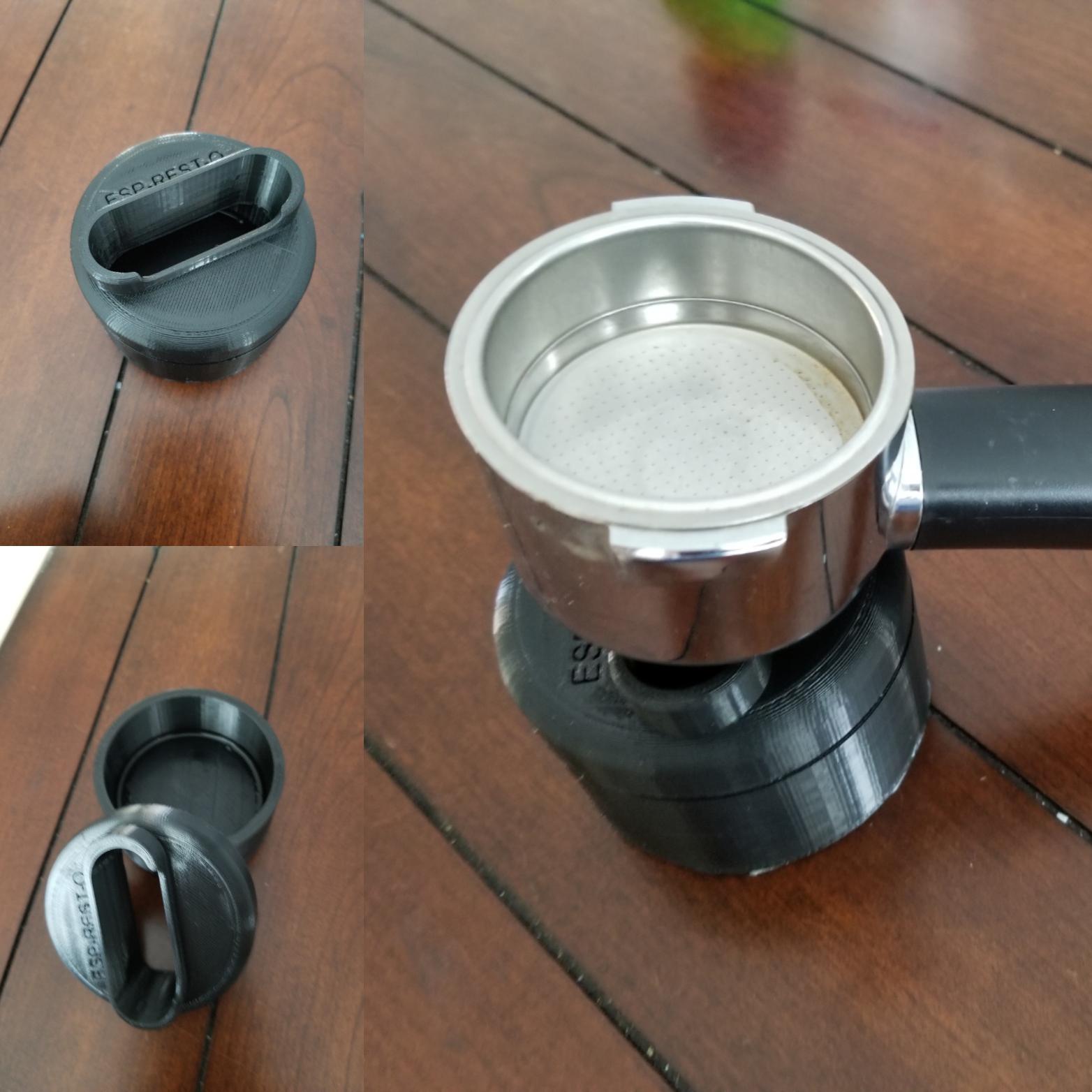 Designed & printed a rest and drip cup for our espresso maker so it