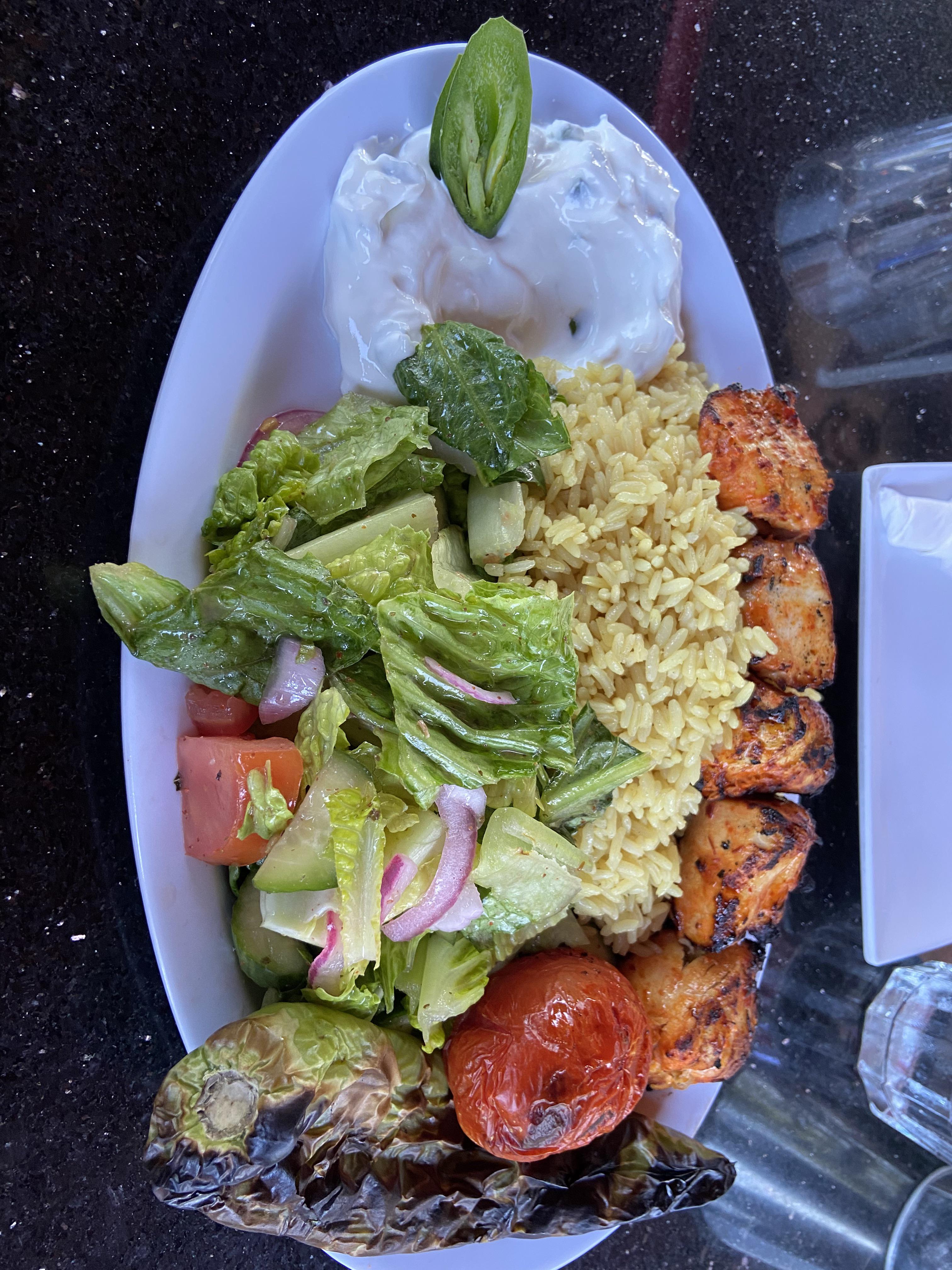 Chicken kebab plate caloriecount