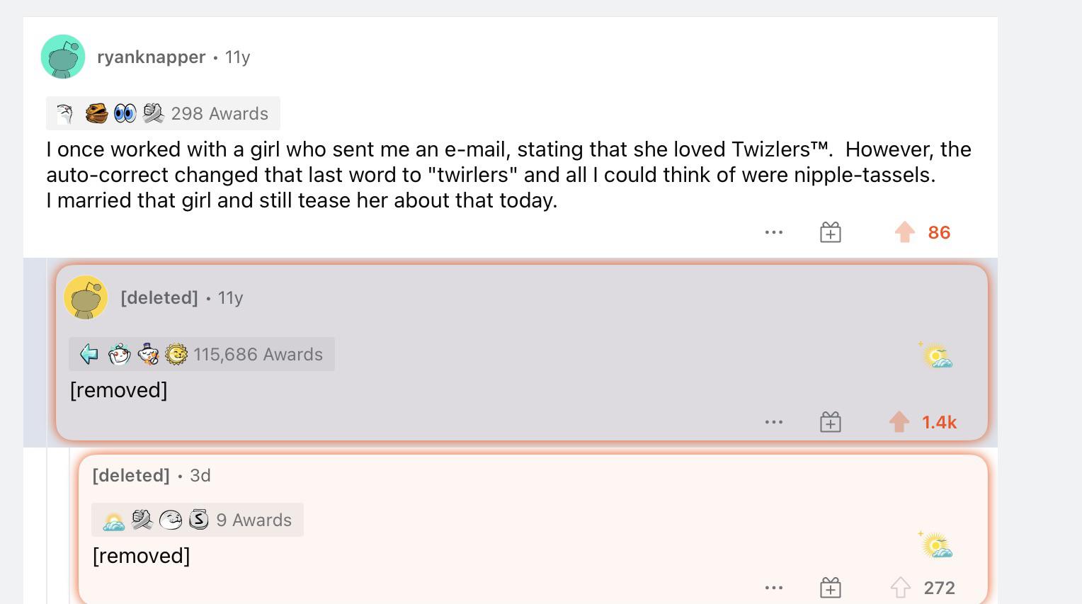 Rip the most awarded comment on reddit LOL r/removed