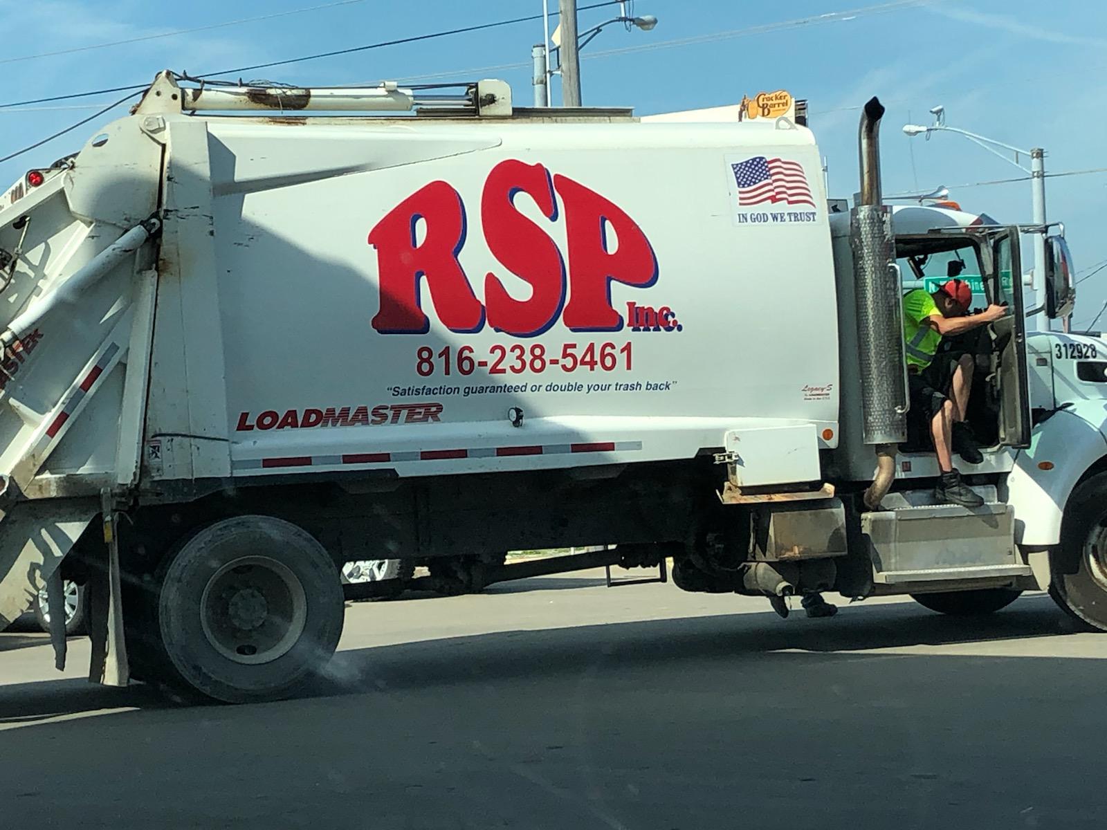 Trash company in St Joseph, MO has a sense of humor. Satisfaction