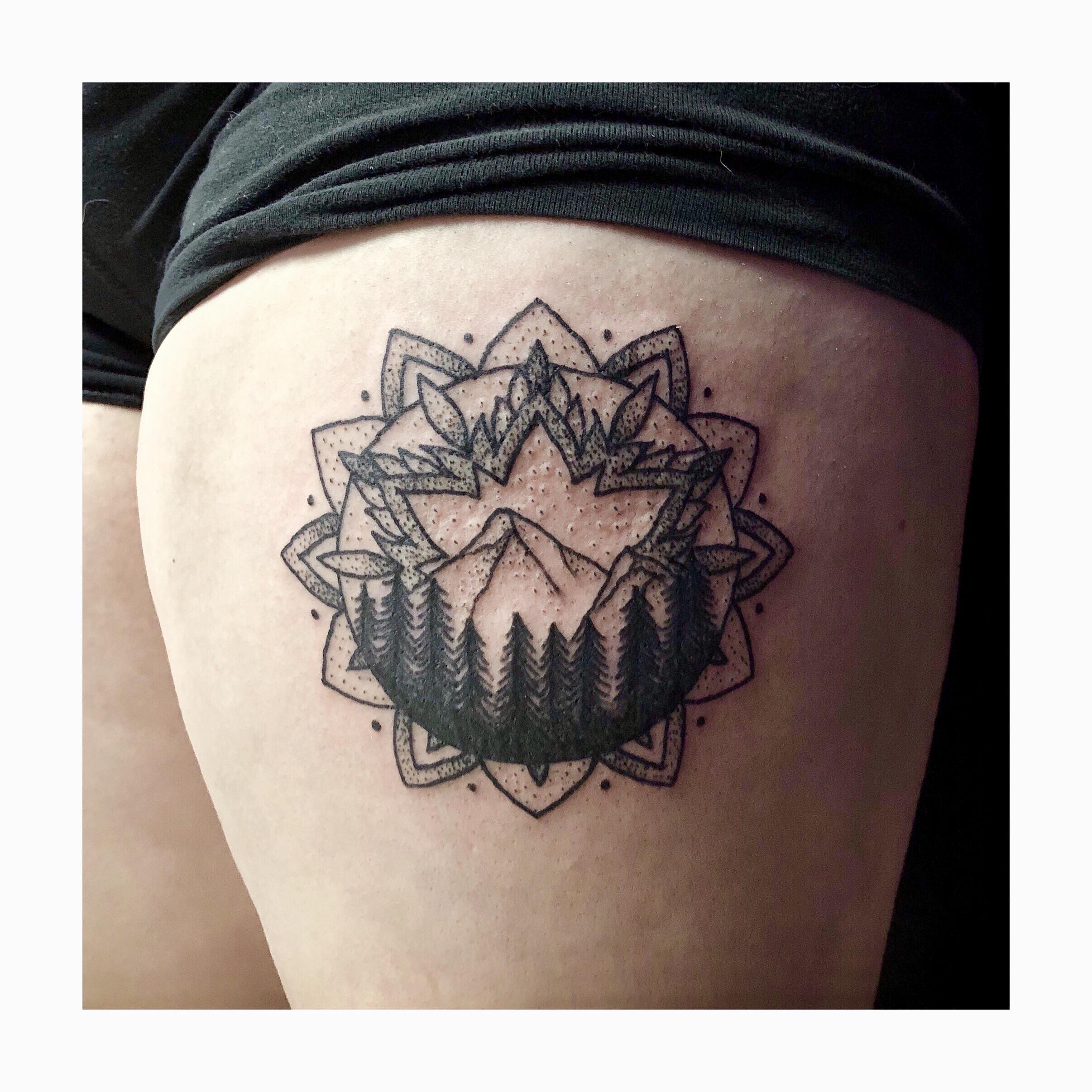 First thigh piece done by Makayla at Living Art, in