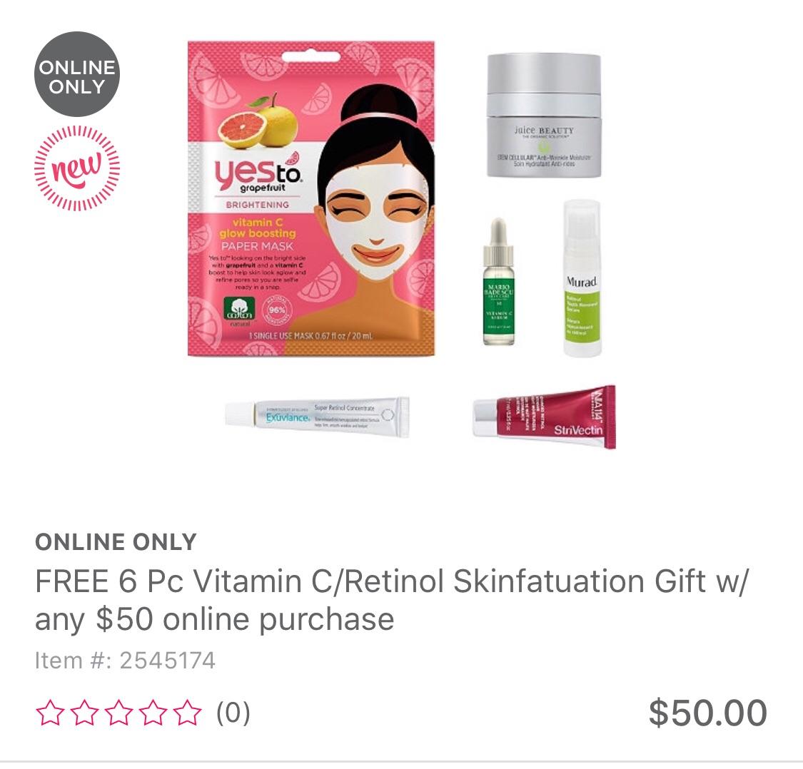 Ulta free 6pc Vitamin C/Retinol Skinfatuation gift with 50 purchase