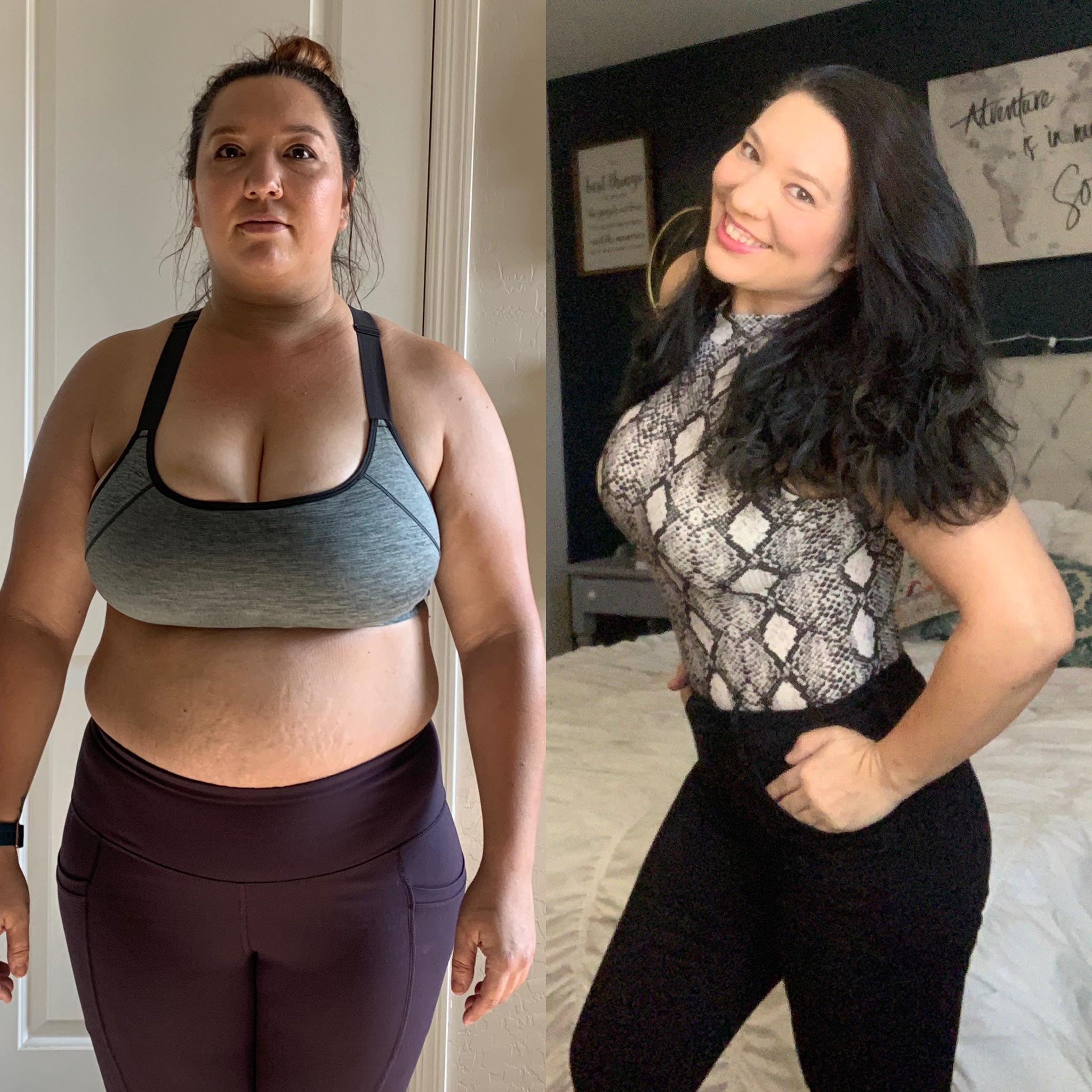 F/41/5’1” [190 lbs > 146 lbs =44 lbs] 6 months of work. September 2020