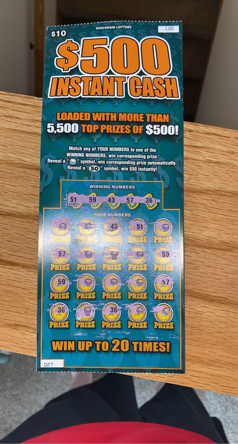 500 winner in WI r/Lottery