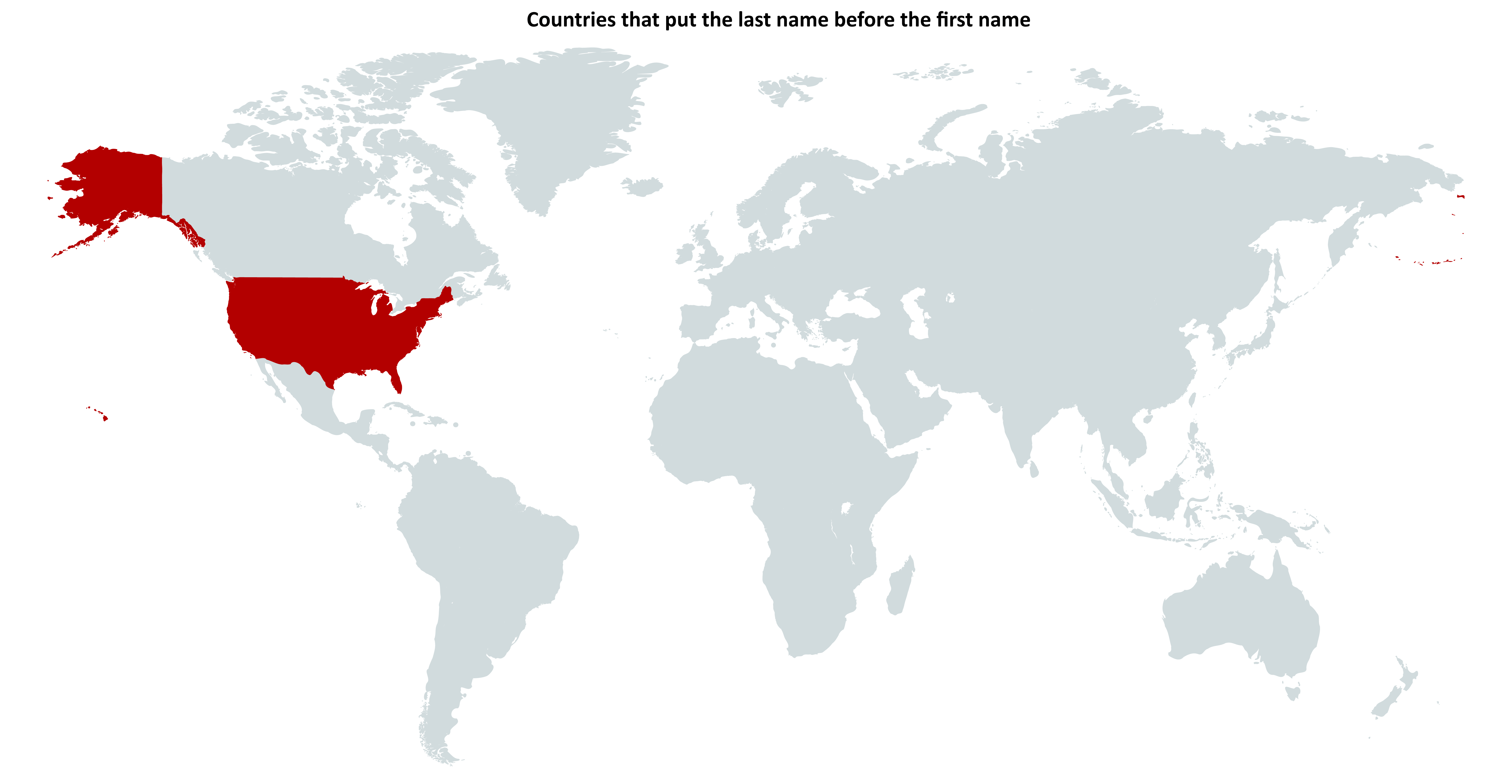 Countries that puts the last name before the first name r/MapPorn