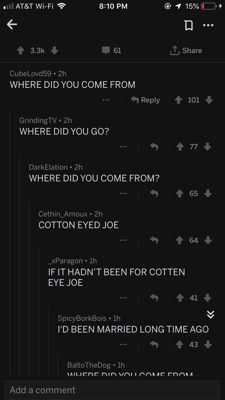 Reddit sings Cotton Eyed Joe r/redditsings