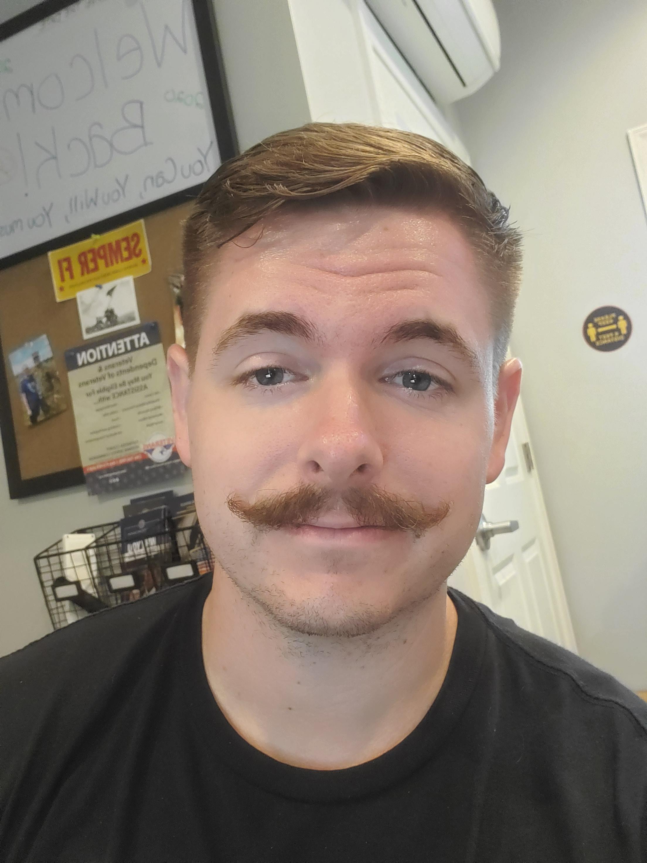 My post military moustache. I grew it out originally as a joke but now it's really grown on me