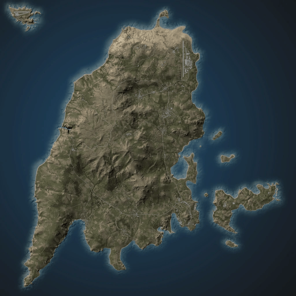 I think Malden would be an excellent map for Arma Its small