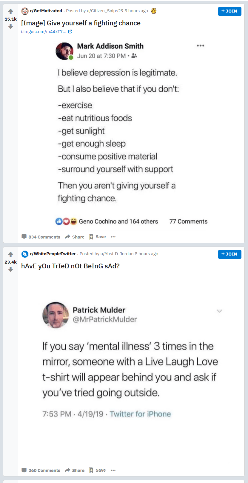 Reddit discusses mental illness r/juxtaposition