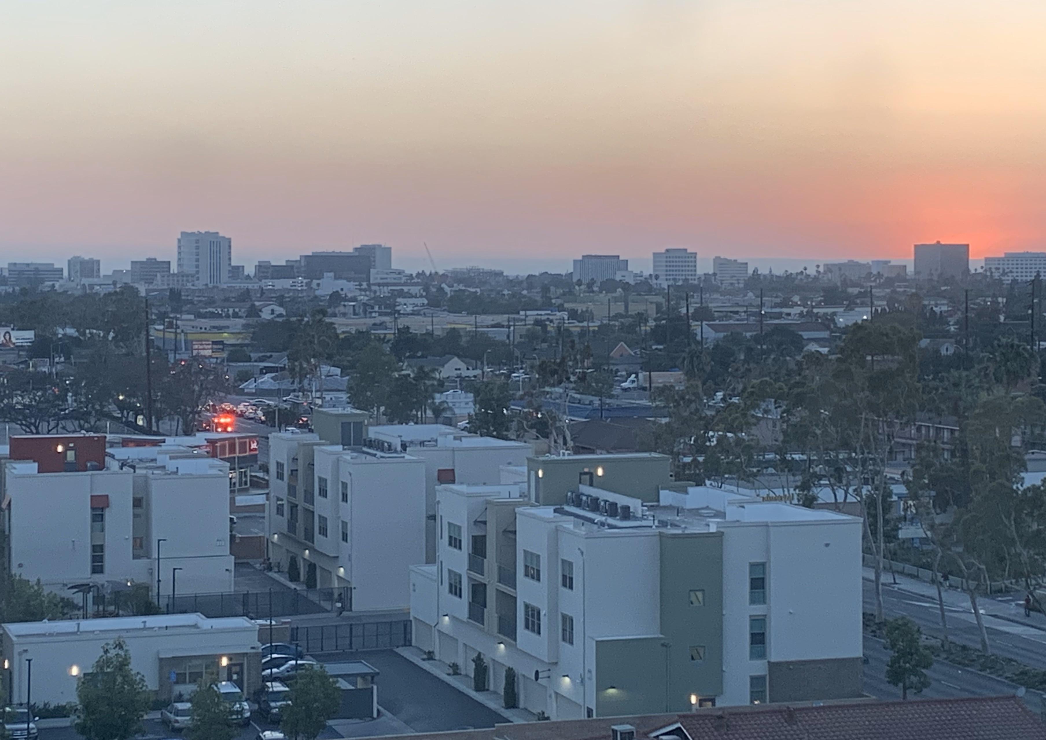 Sunset over Downtown Santa Ana skyline. r/orangecounty