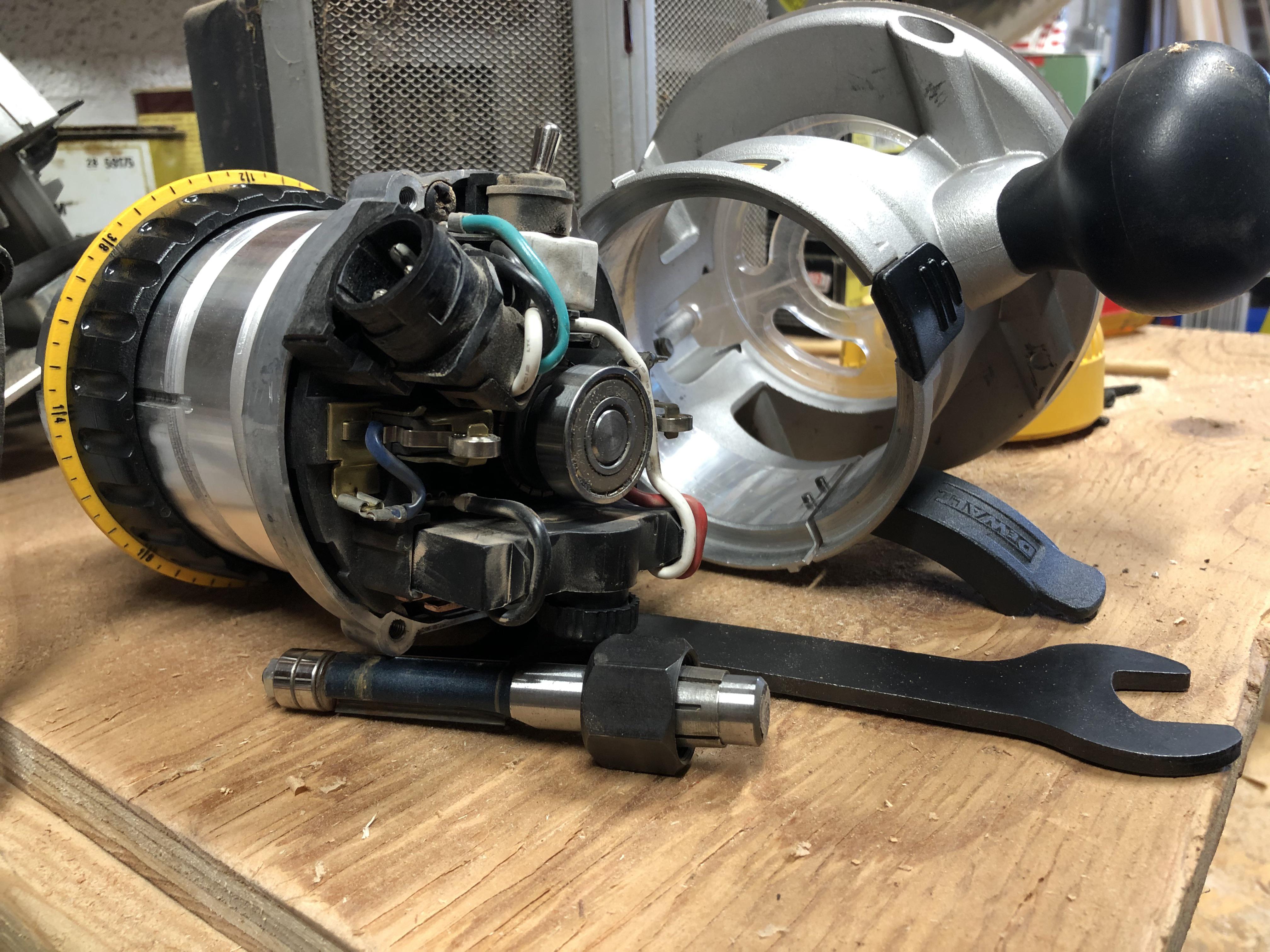 Borrowed a friend’s DeWalt DW618 router. Took a first pass and started