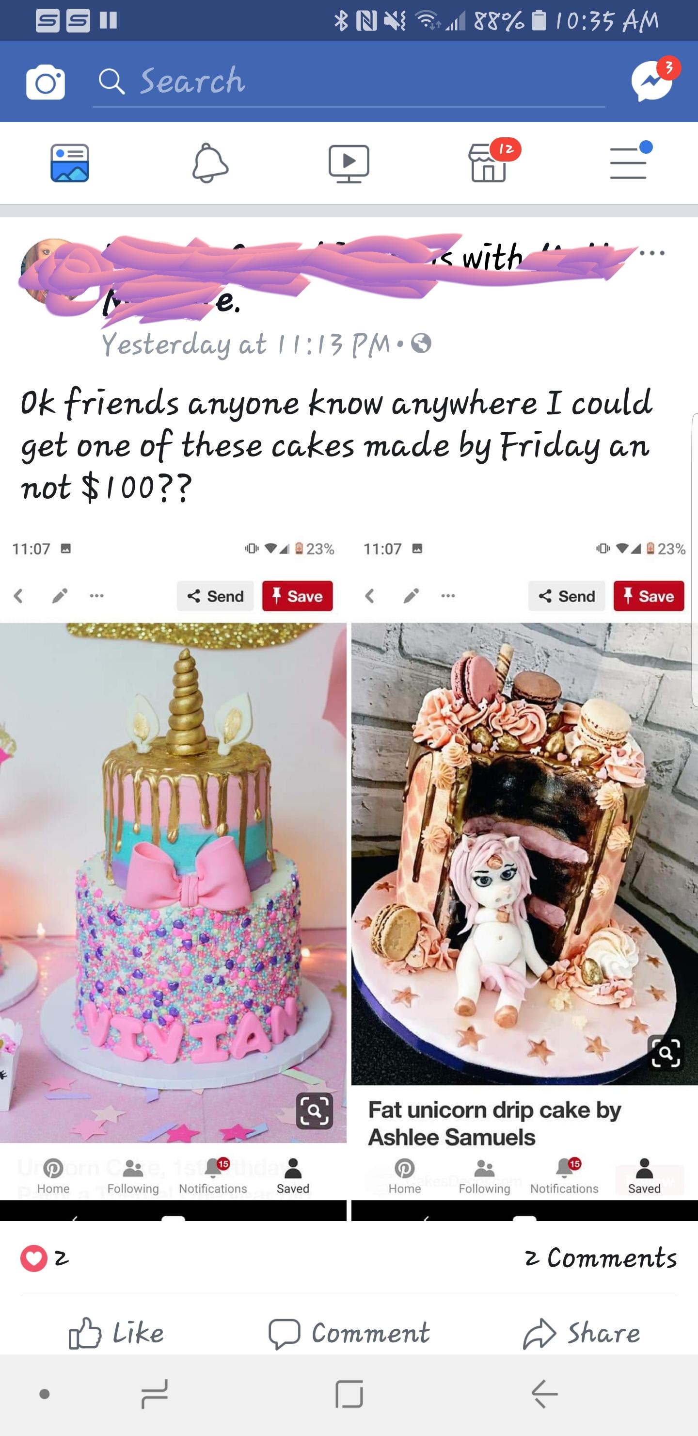 Not sure how much these nice cakes cost but on 3 days notice wtf.. r