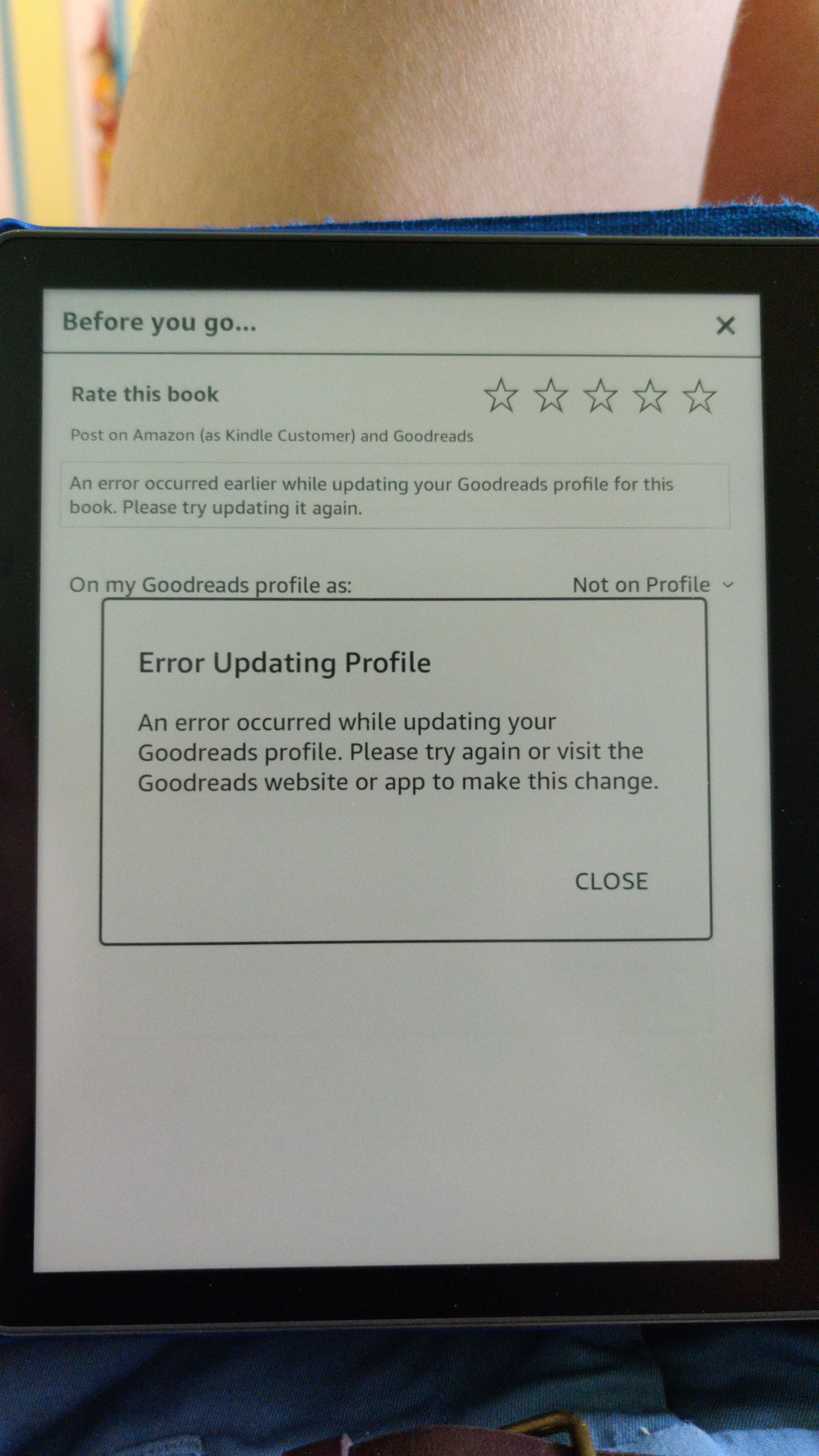 Hello why doesn't it let me update my Goodreads profile?? r/kindle