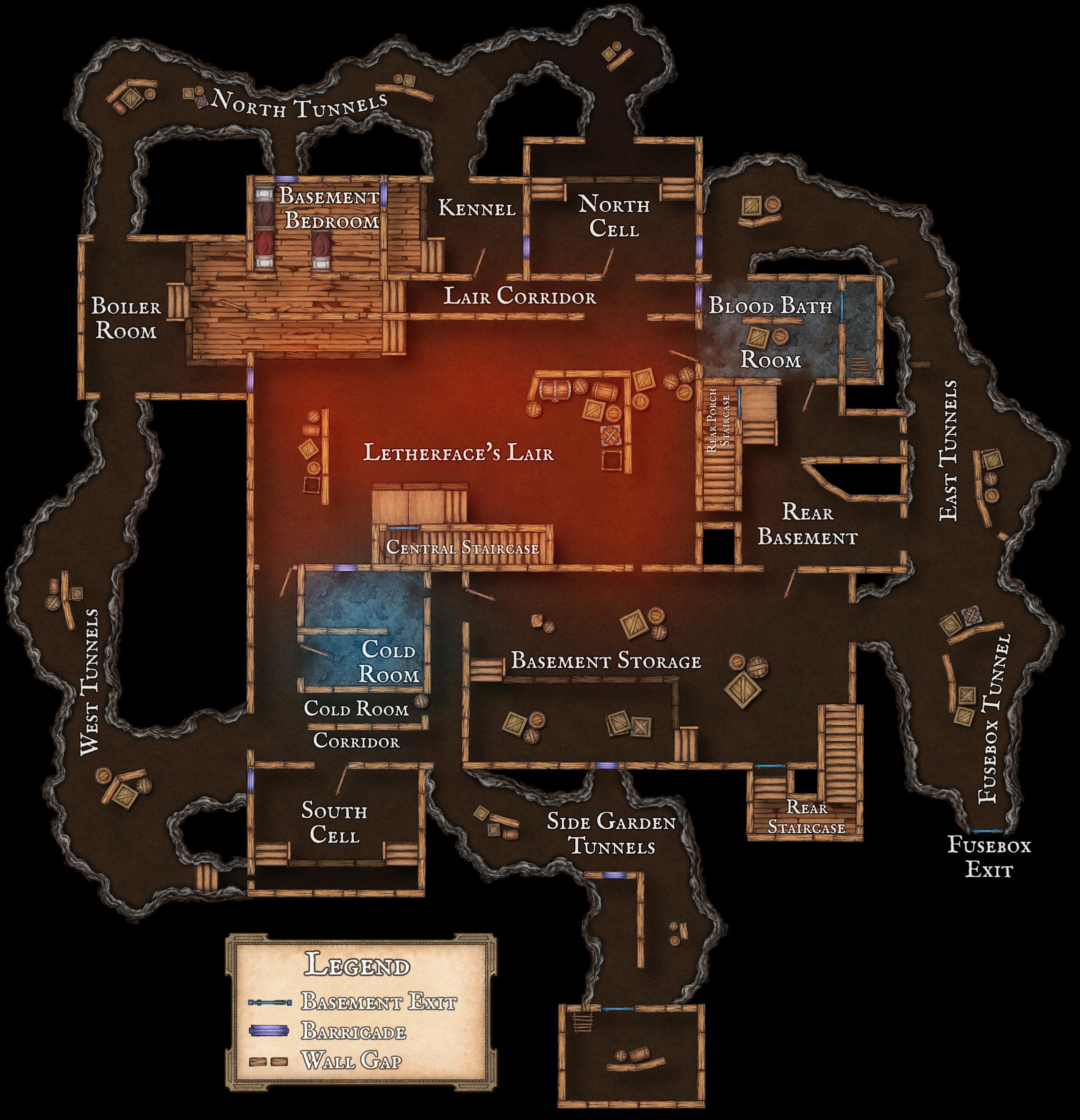 Basemap map for Family House (/w room names) r/TXChainSawGame