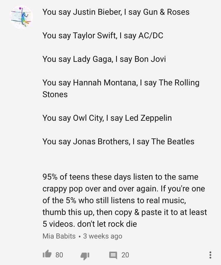 New Pop bad, old rock good r/im14andthisisdeep