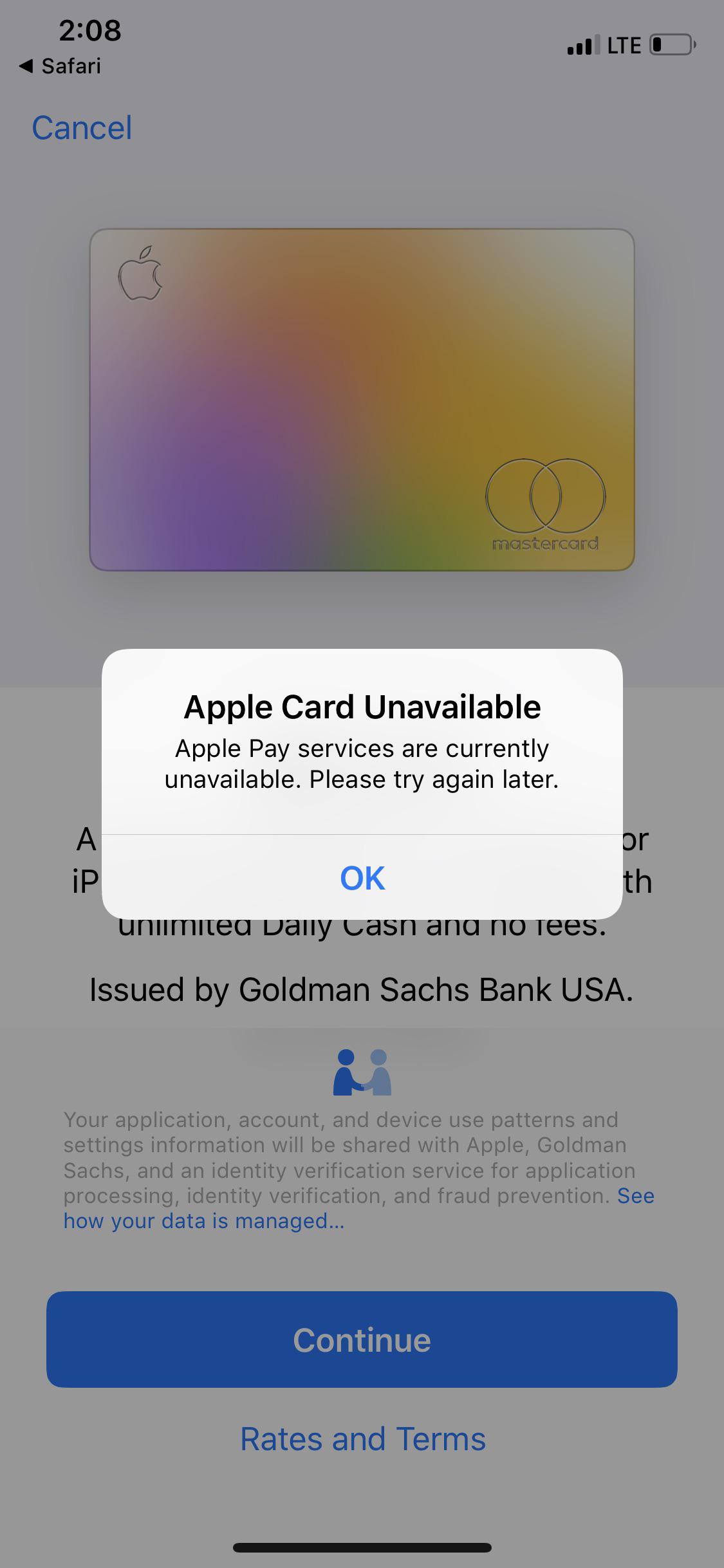 My Apple Card won’t set up. Please help. I tried to set up everything