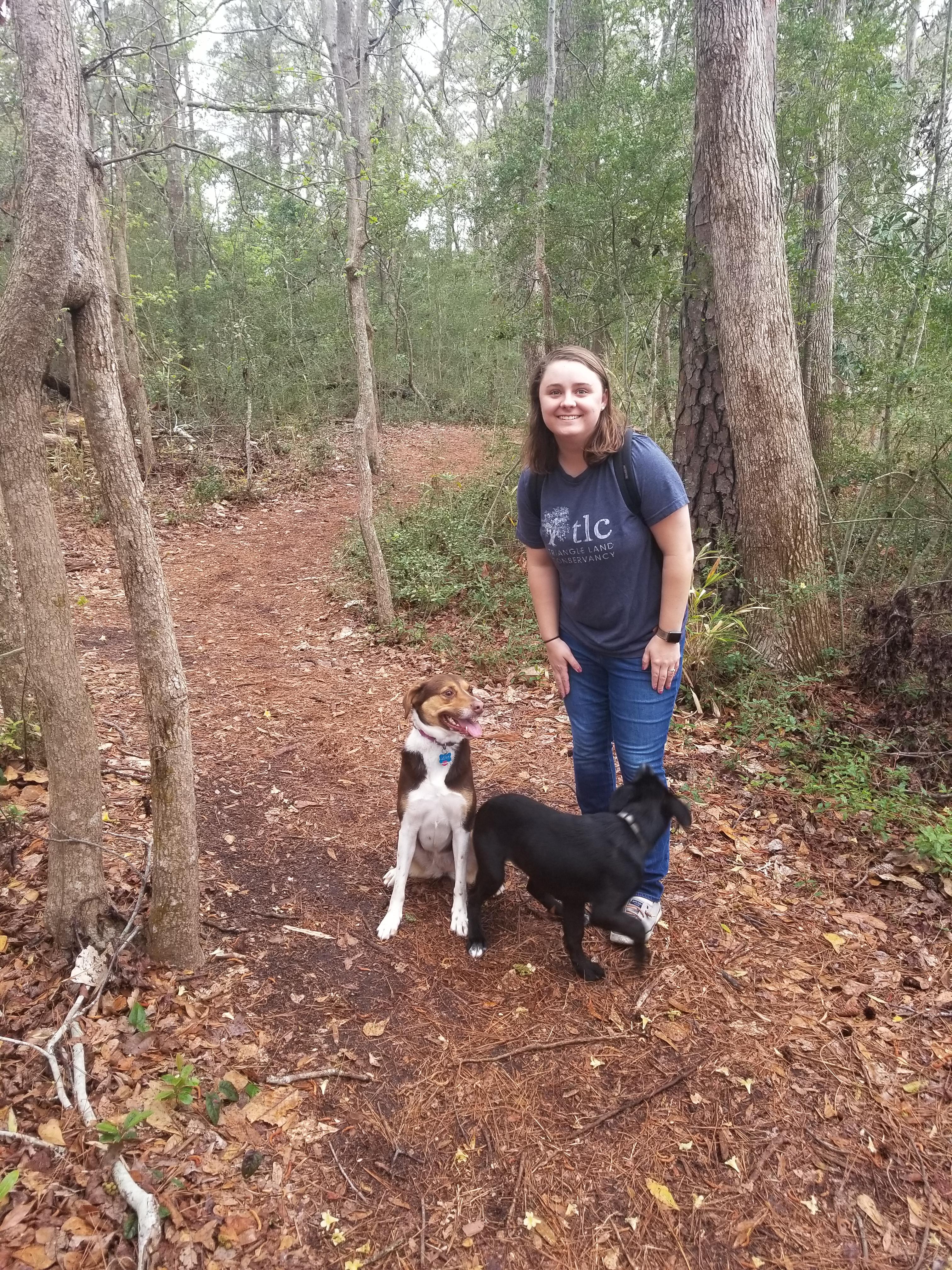 Wife and the dogs, at Snow’s Cut Trail, Carolina Beach, NC travel and