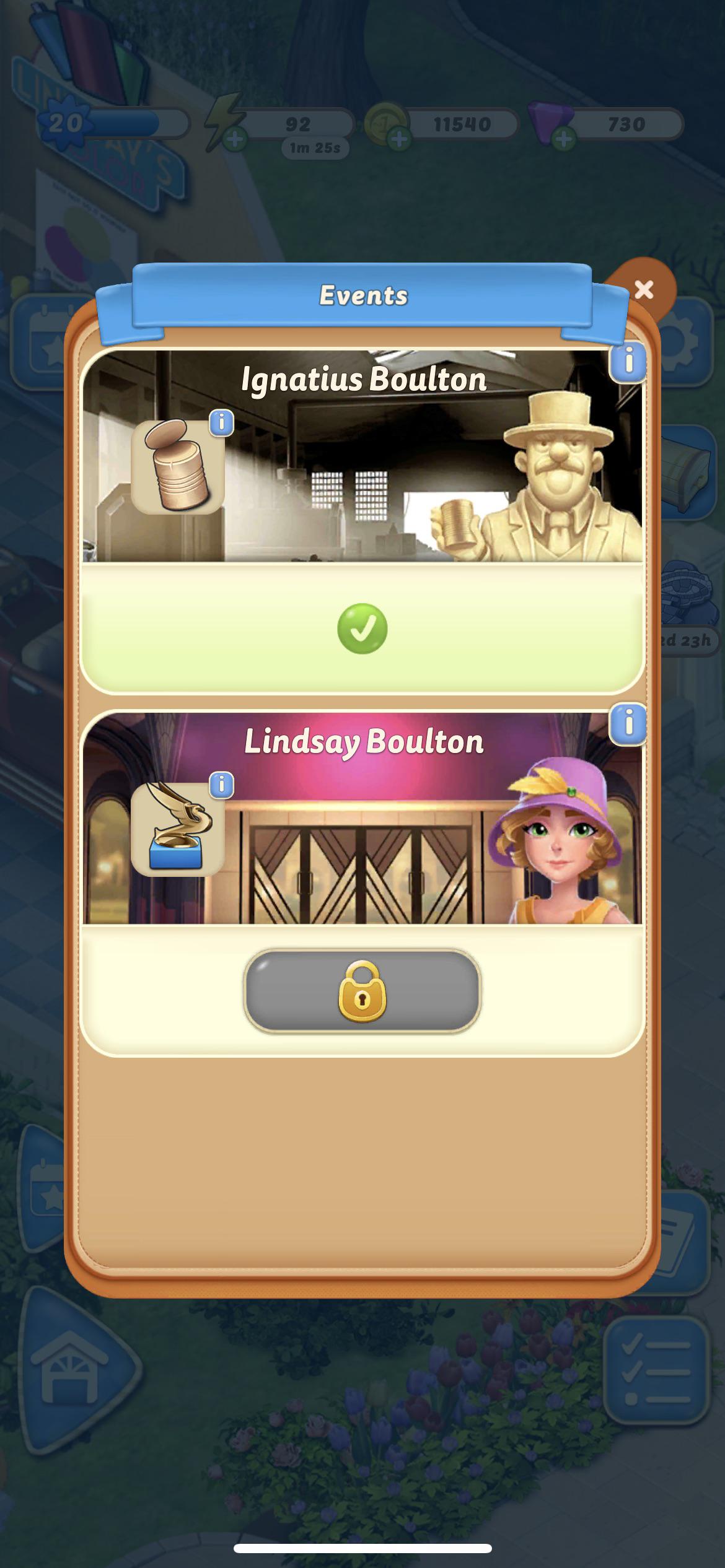 Help starting Lindsay Boulton event. r/MergeMansion