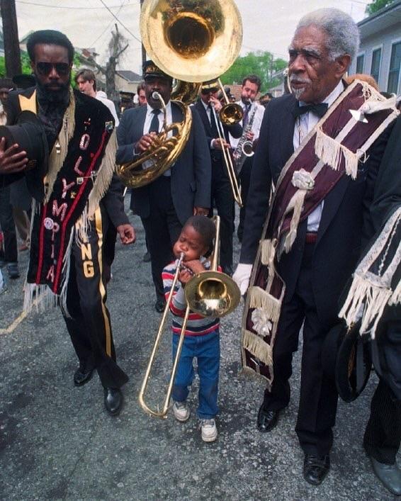 [Xpost from /r/oldschoolcool] Trombone Shorty (Troy Andrews) 1990 age 4 r/NewOrleans