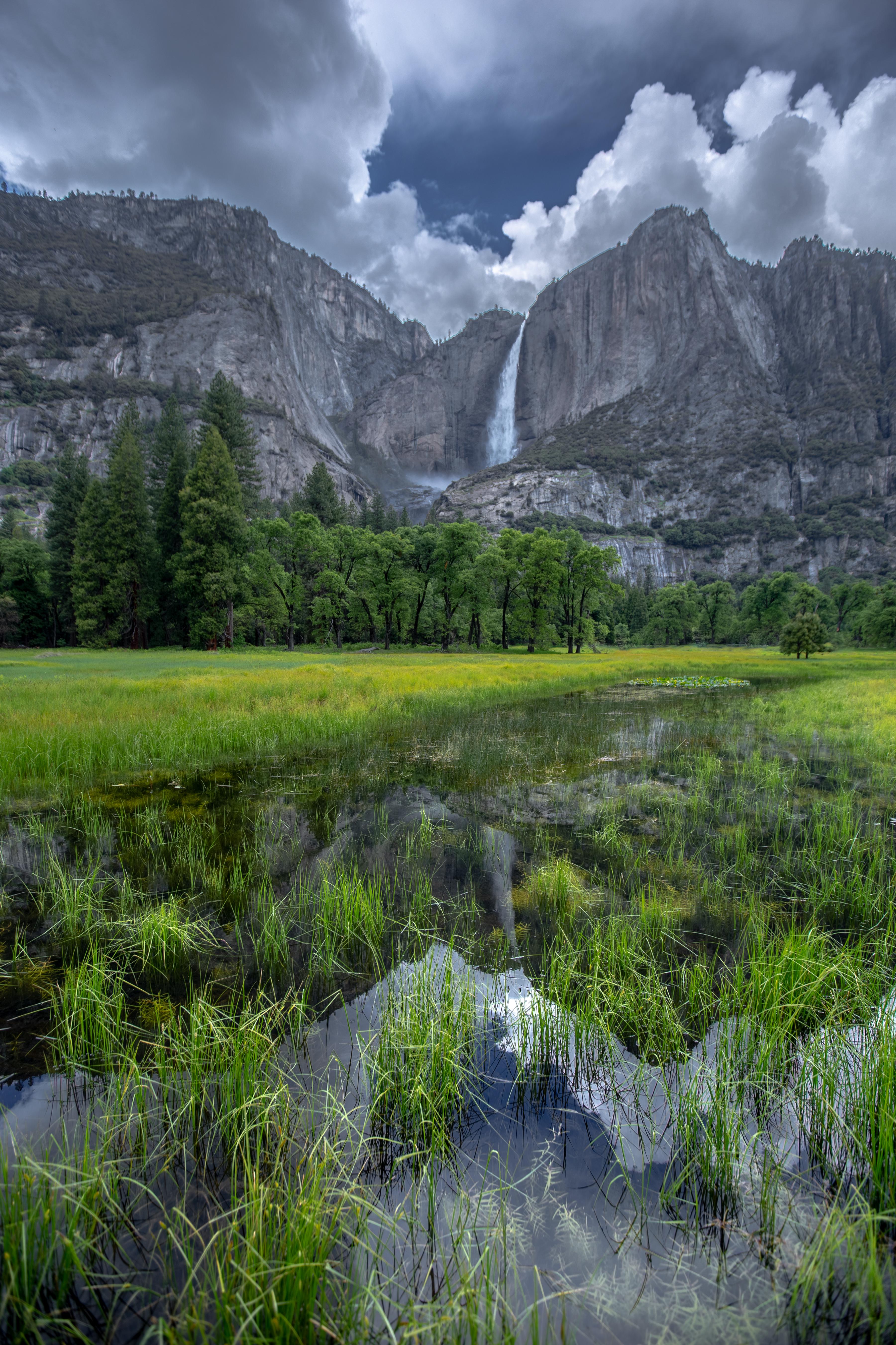 Spring thunderstorm & Upper Yosemite Fall, Yosemite National Park [3601x5402] Nature/Landscape
