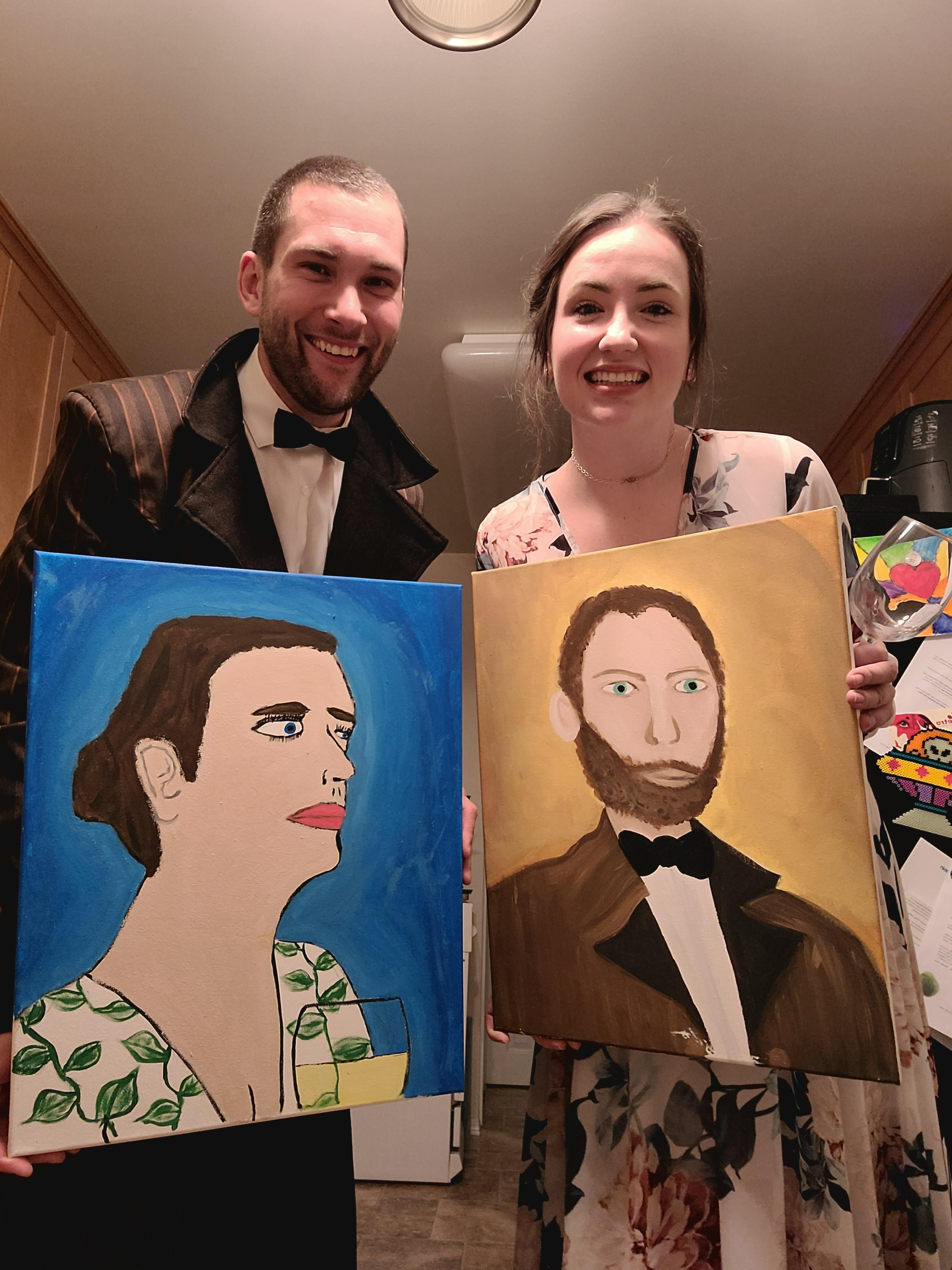 Painted portraits of each other for date night! r/relationshipgoals