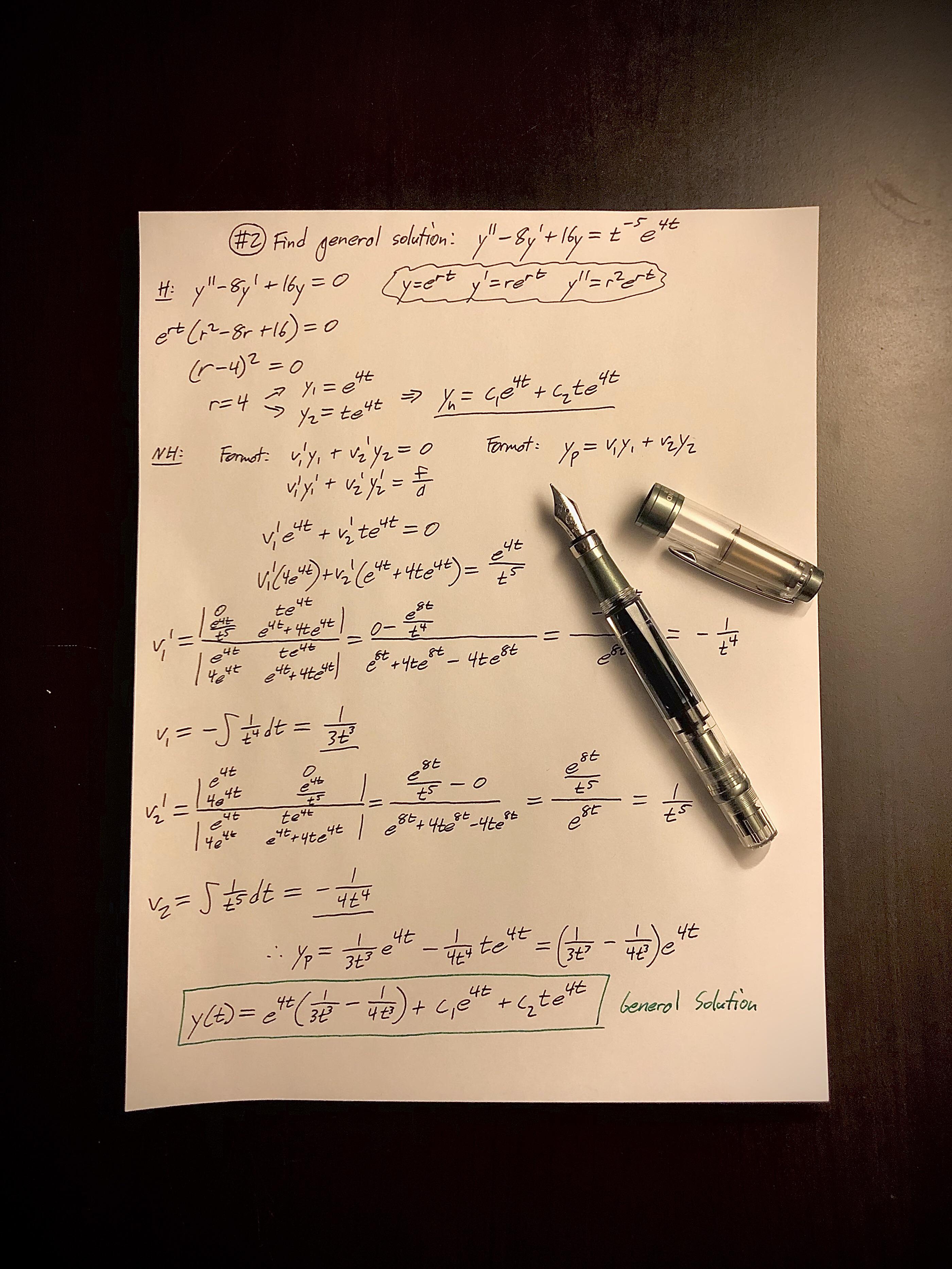 Math homework is fun with a fountain pen TWSBI Diamond 580ALR Nickel