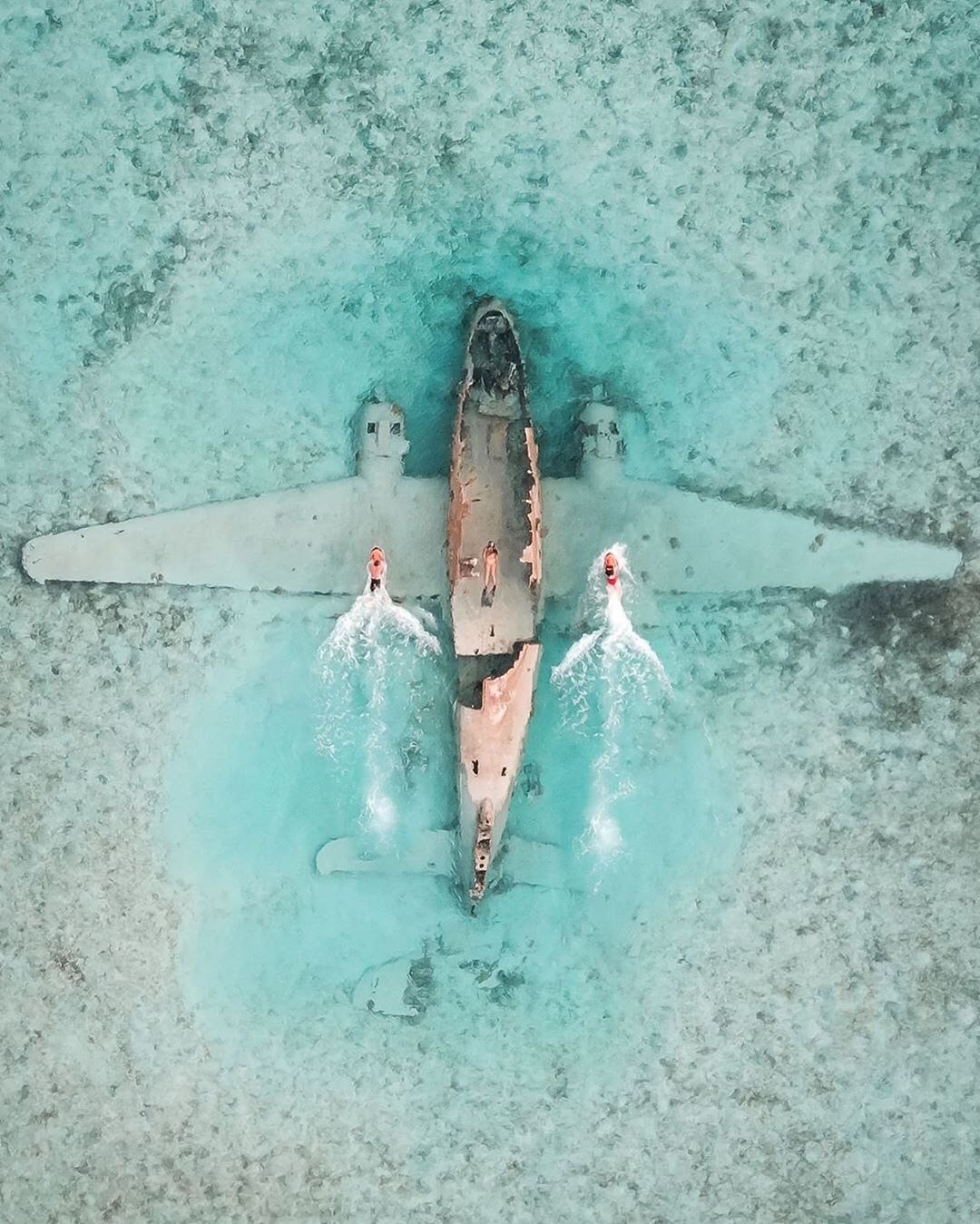 Pablo Escobars drug plane wreck, sitting perfectly in a meter of water
