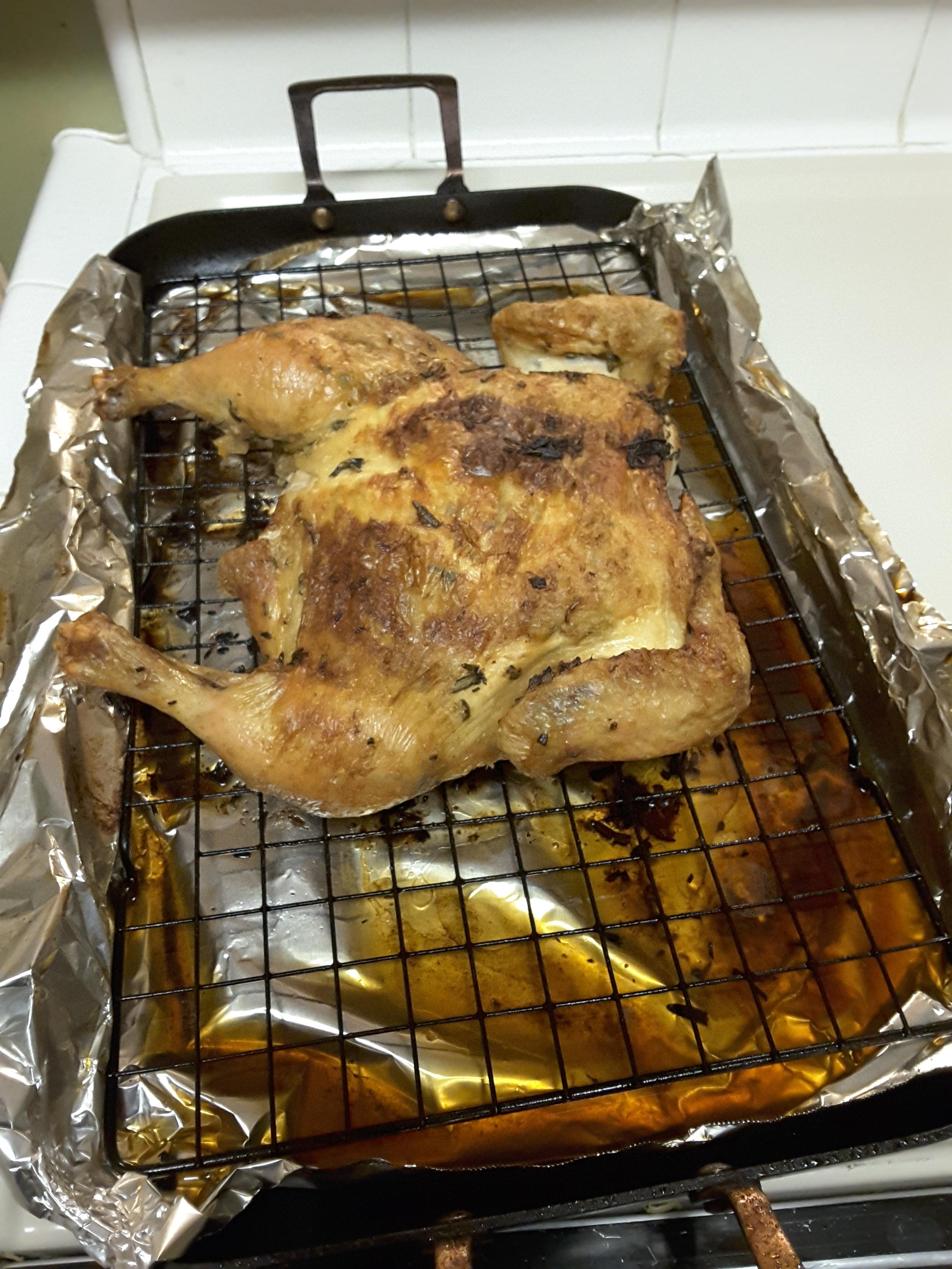 We just so happened to have a whole chicken in the fridge(spatchcocked