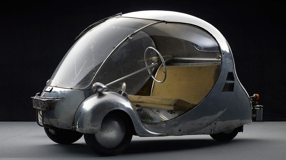This is the 1942 Oeuf electrique (Electric Egg). This electric car was way ahead of its time