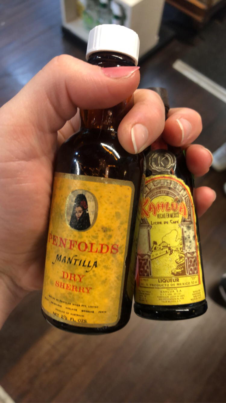 Found these vintage bottles with original alcohol. The only date I can