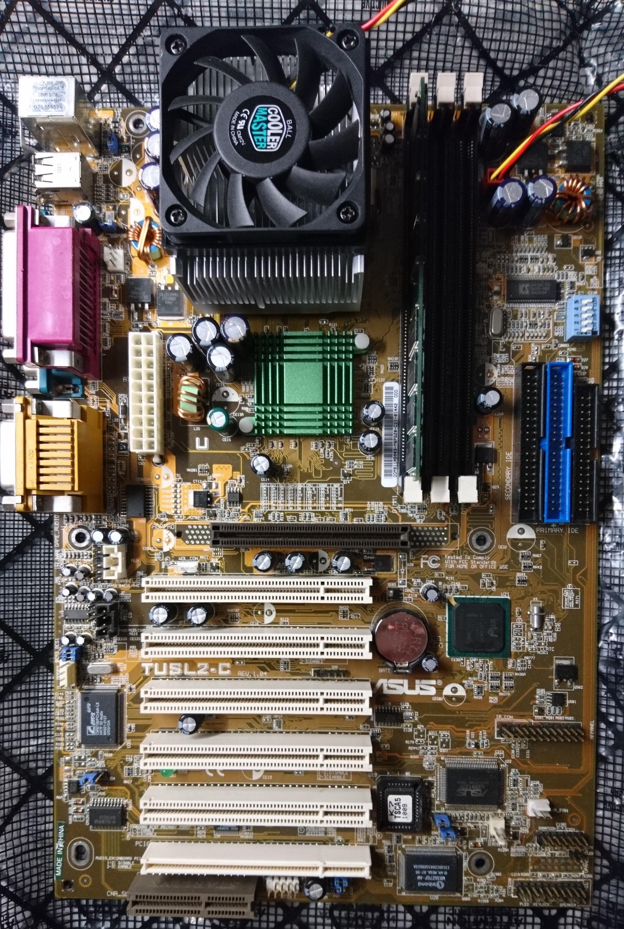 My teststation mainboard for testing AGP retro graphics cards Asus