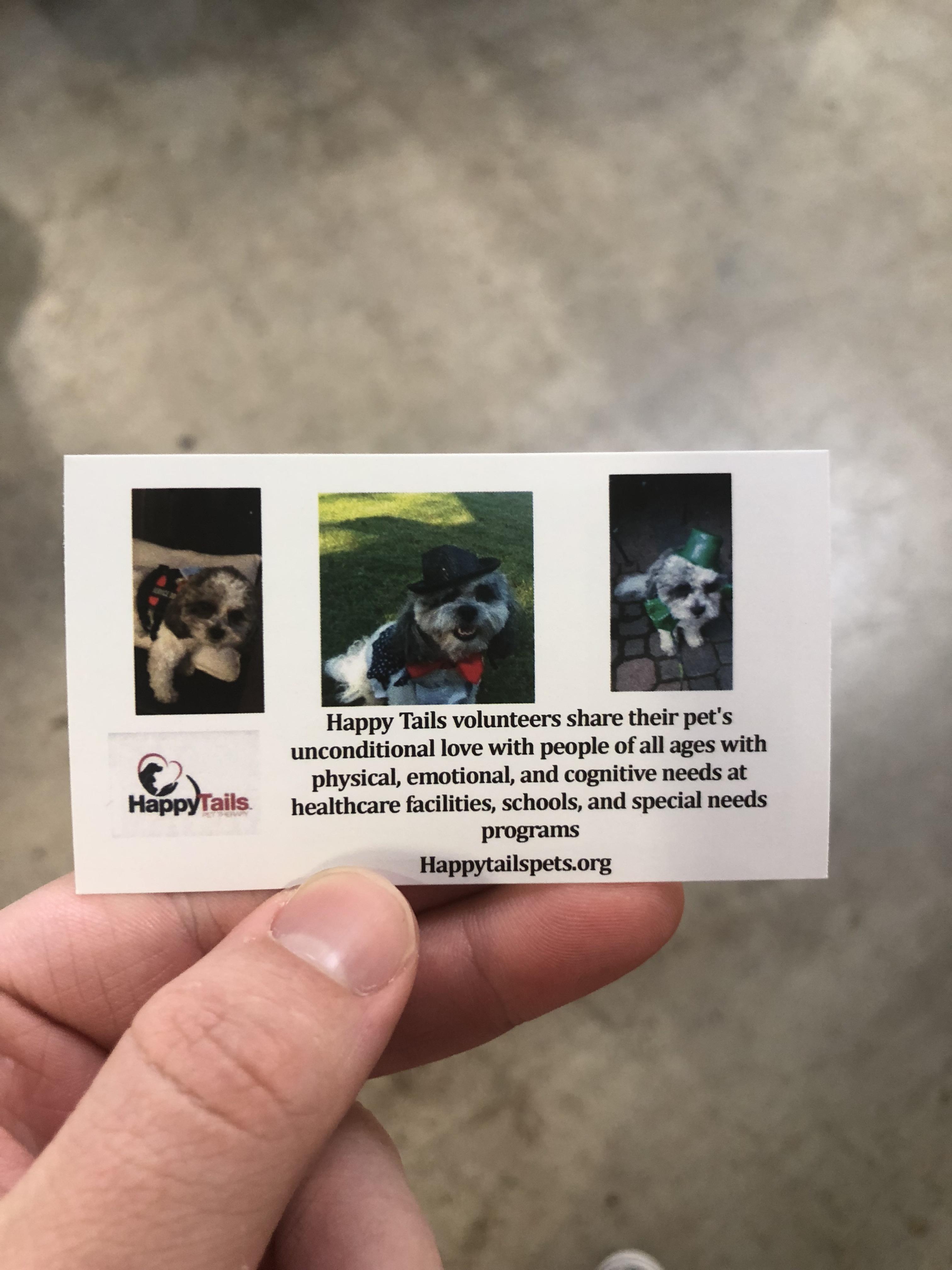 Diesel the therapy dog has his own business card of him in different outfits! r/aww