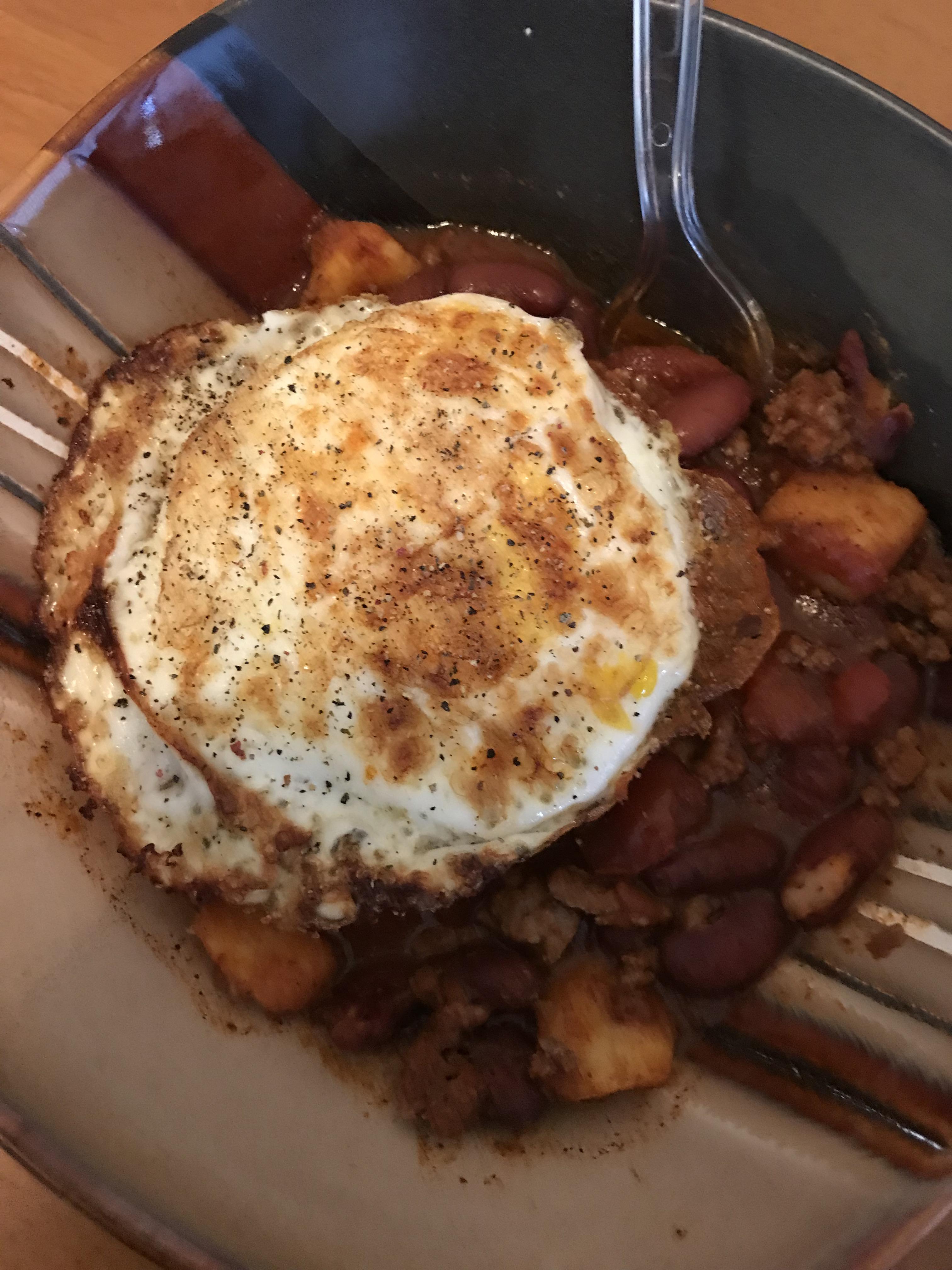 Breakfast Chili, and of course an egg. r/PutAnEggOnIt