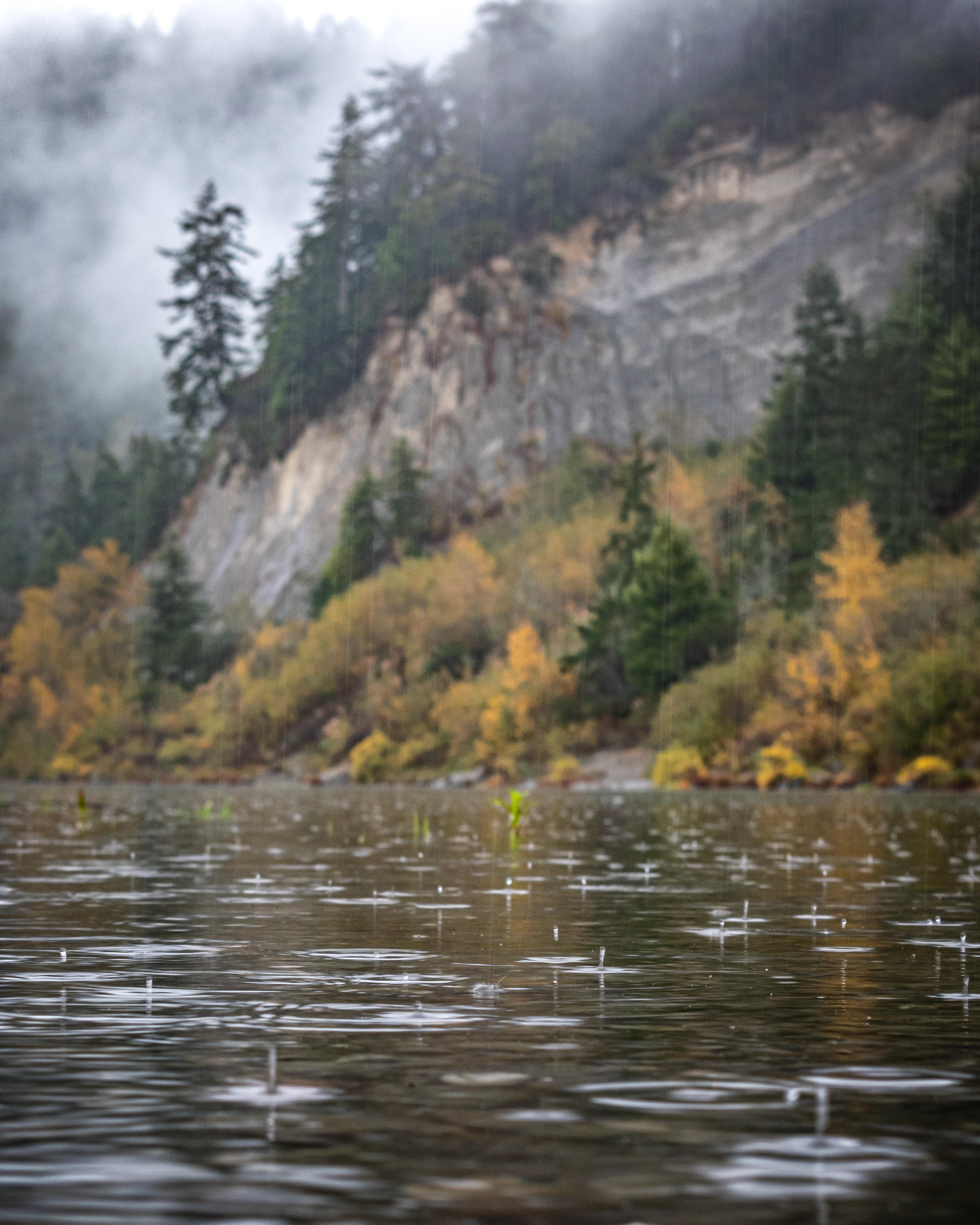 Eel River soaking up every drop of water it can before the dry season. Rio Dell, California
